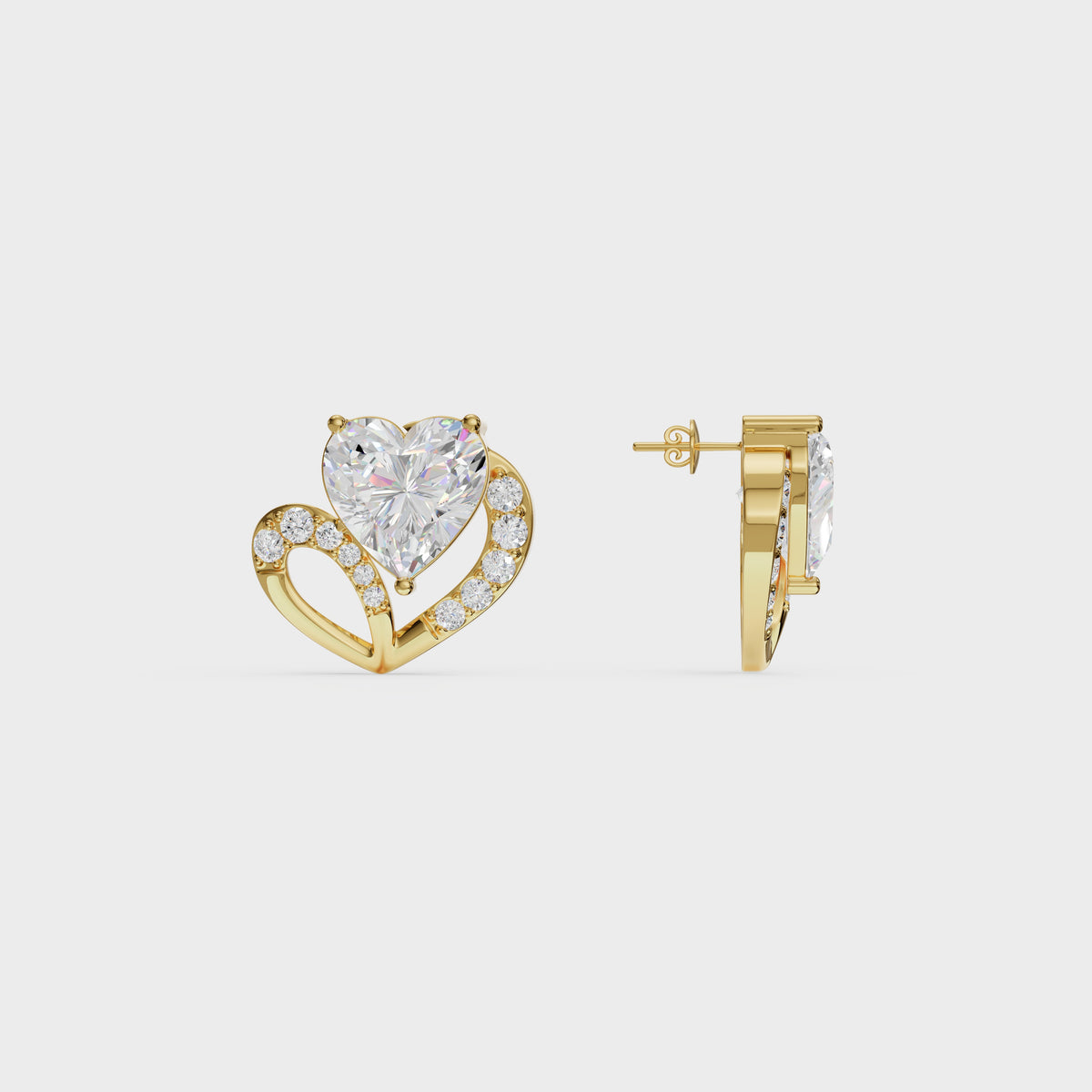 Love's Embrace Diamond Heart Stud Earrings