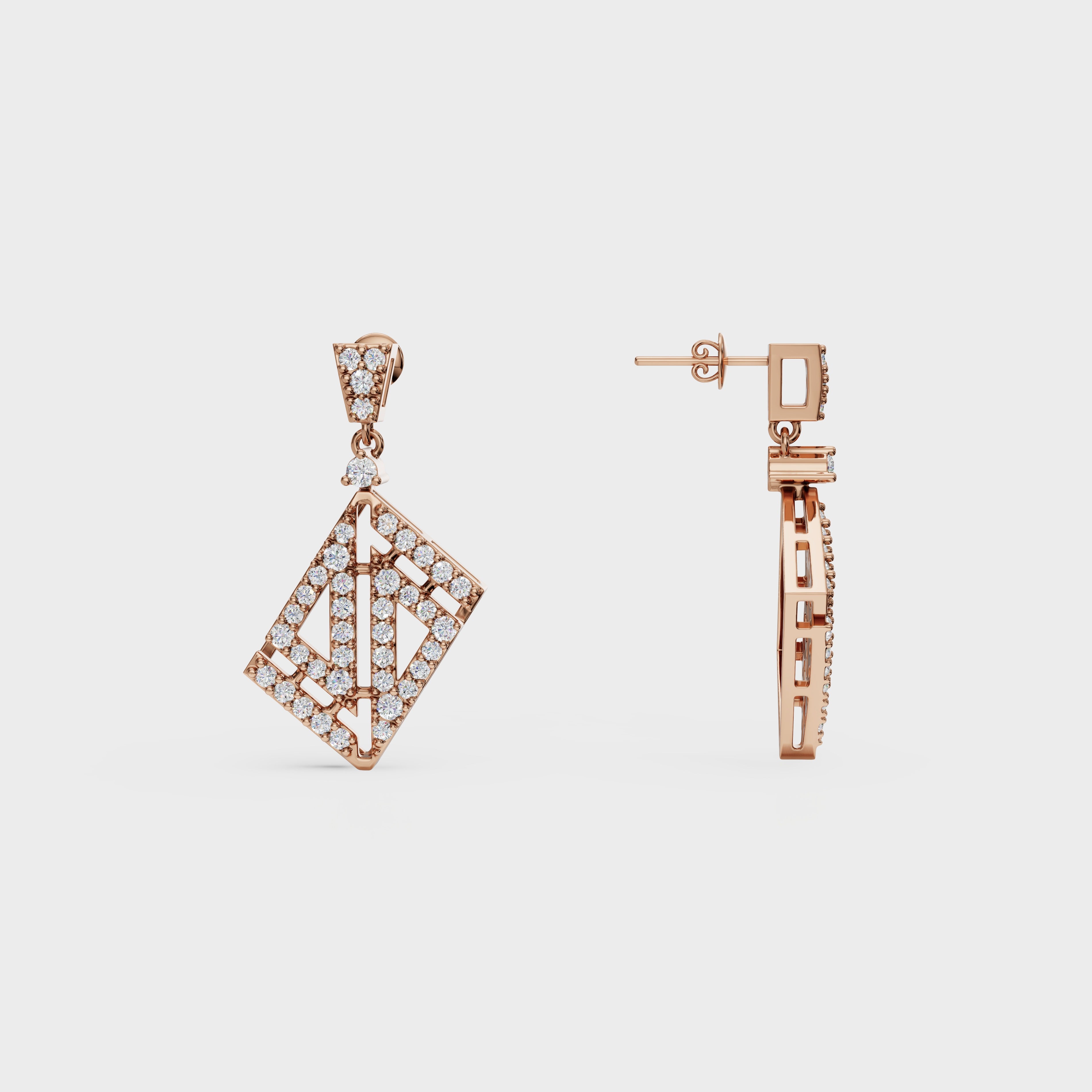Geometric Drop Diamond Earrings