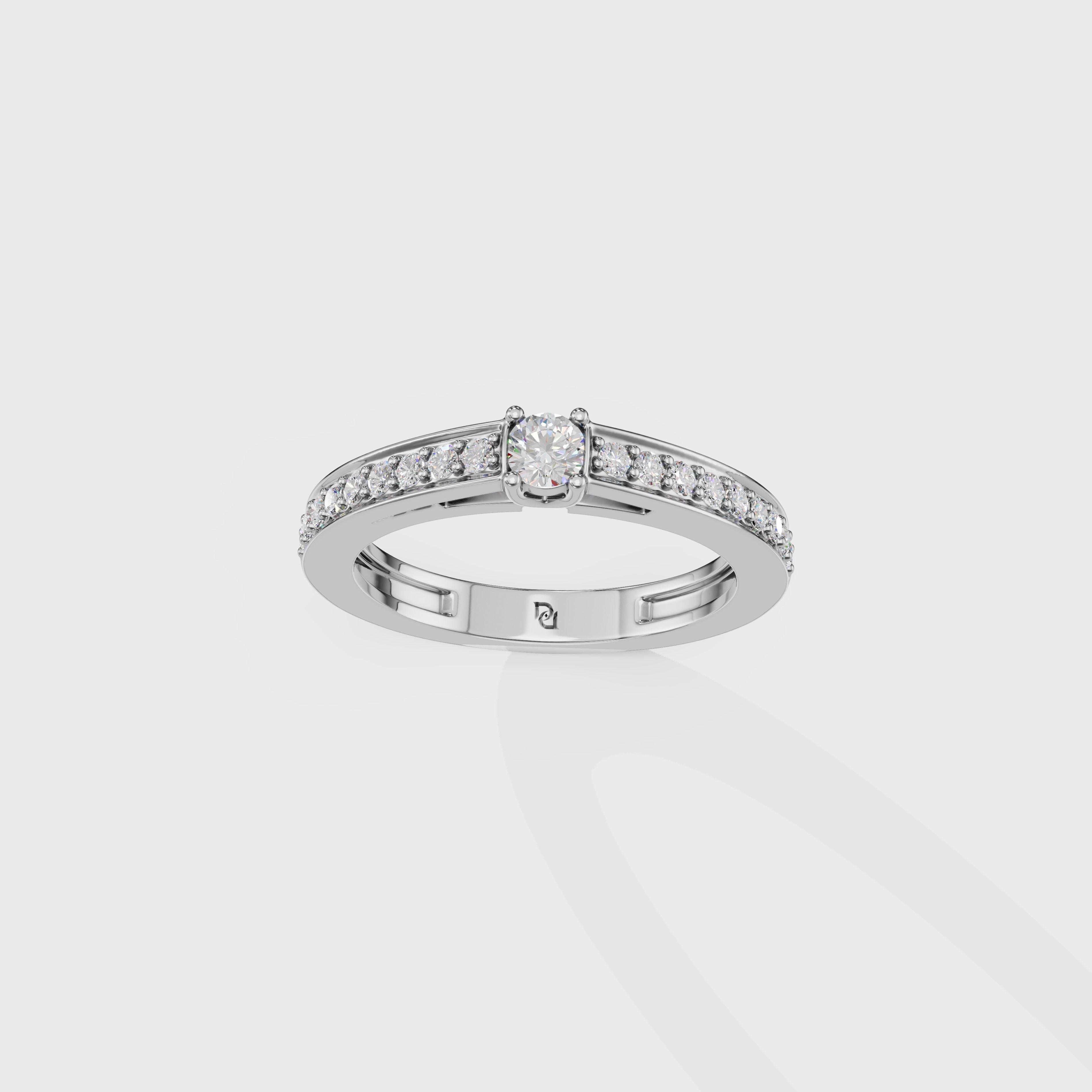 Round Cut  Ring with Channel Set Band