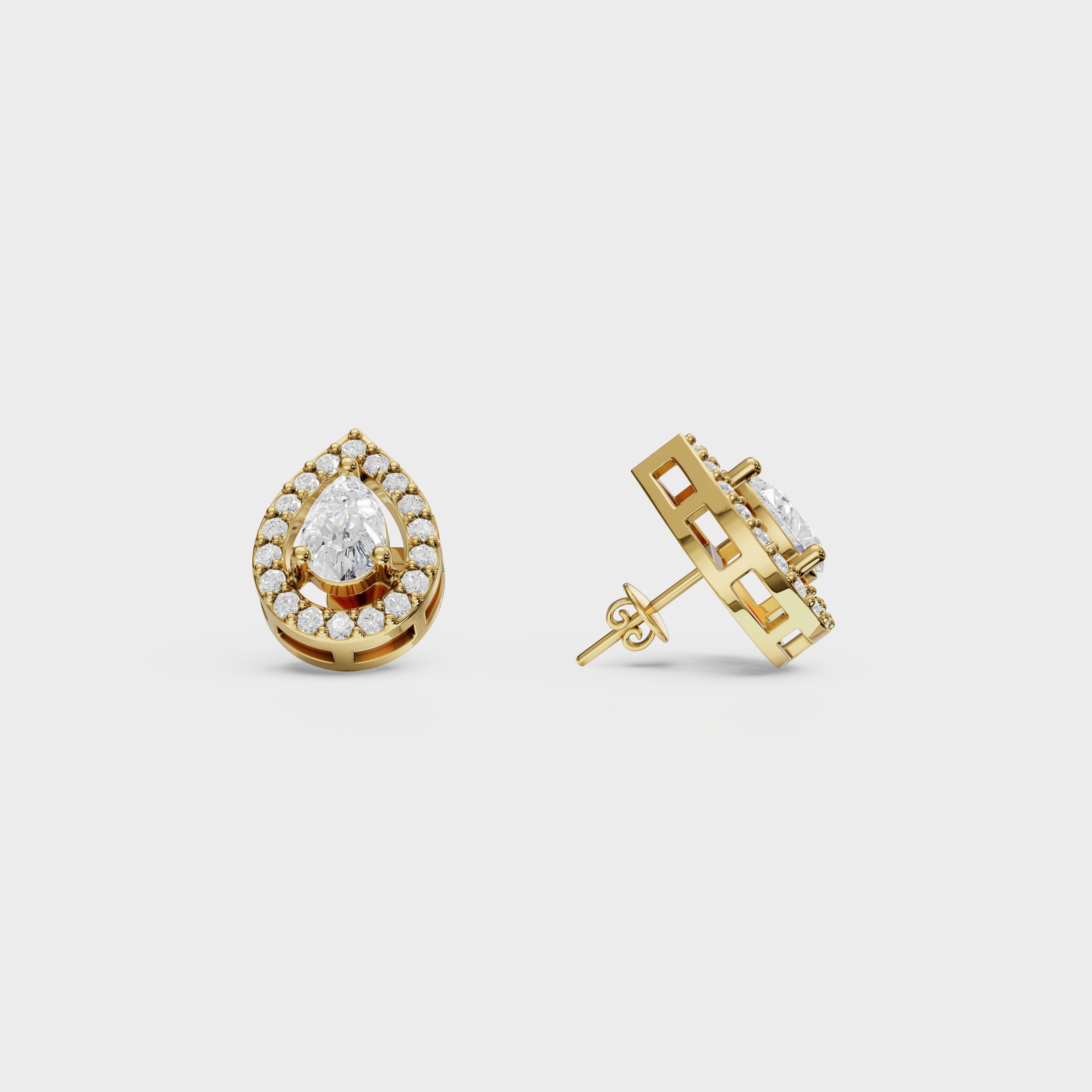 Pear Halo Stud Earrings