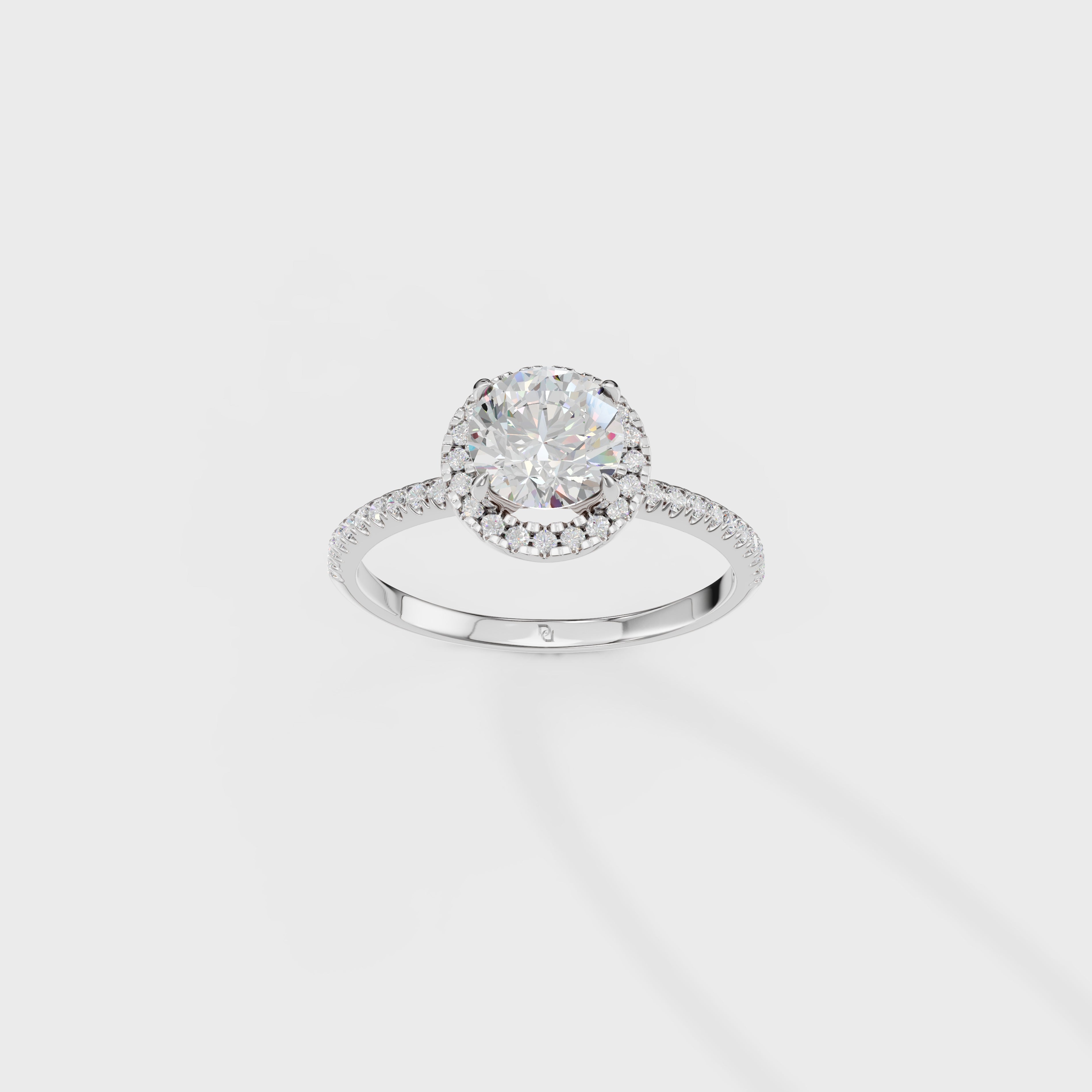 Aura Round Diamond Halo Engagement Ring