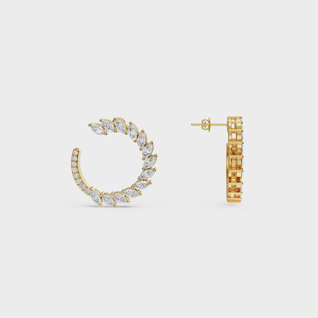 Marquise Diamond C-Hoop Earrings