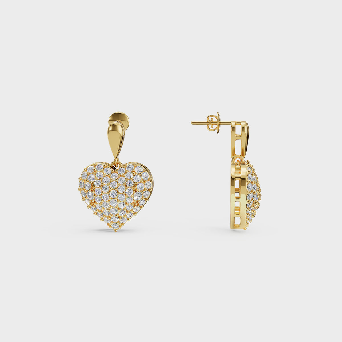 Diamond Heart Drop Earrings