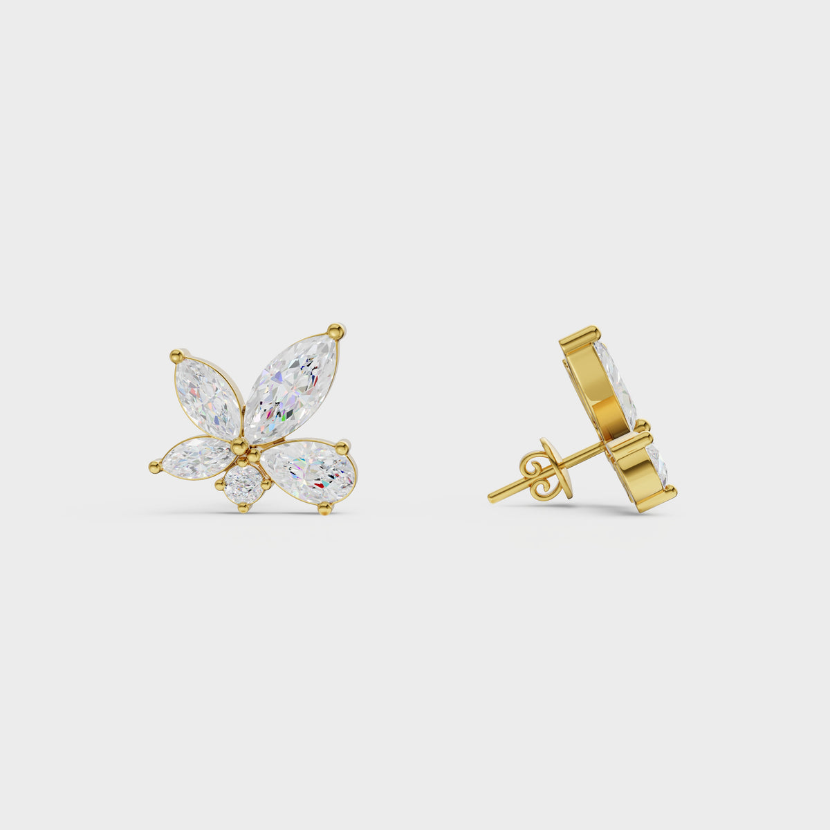 Marquise & Pear Cut Diamond Cluster Earrings