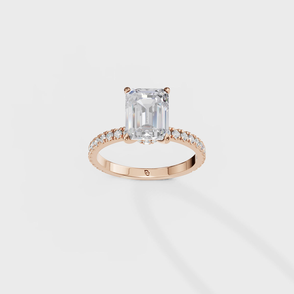 2ct Emerald Cut Engagement Ring with Pave Band