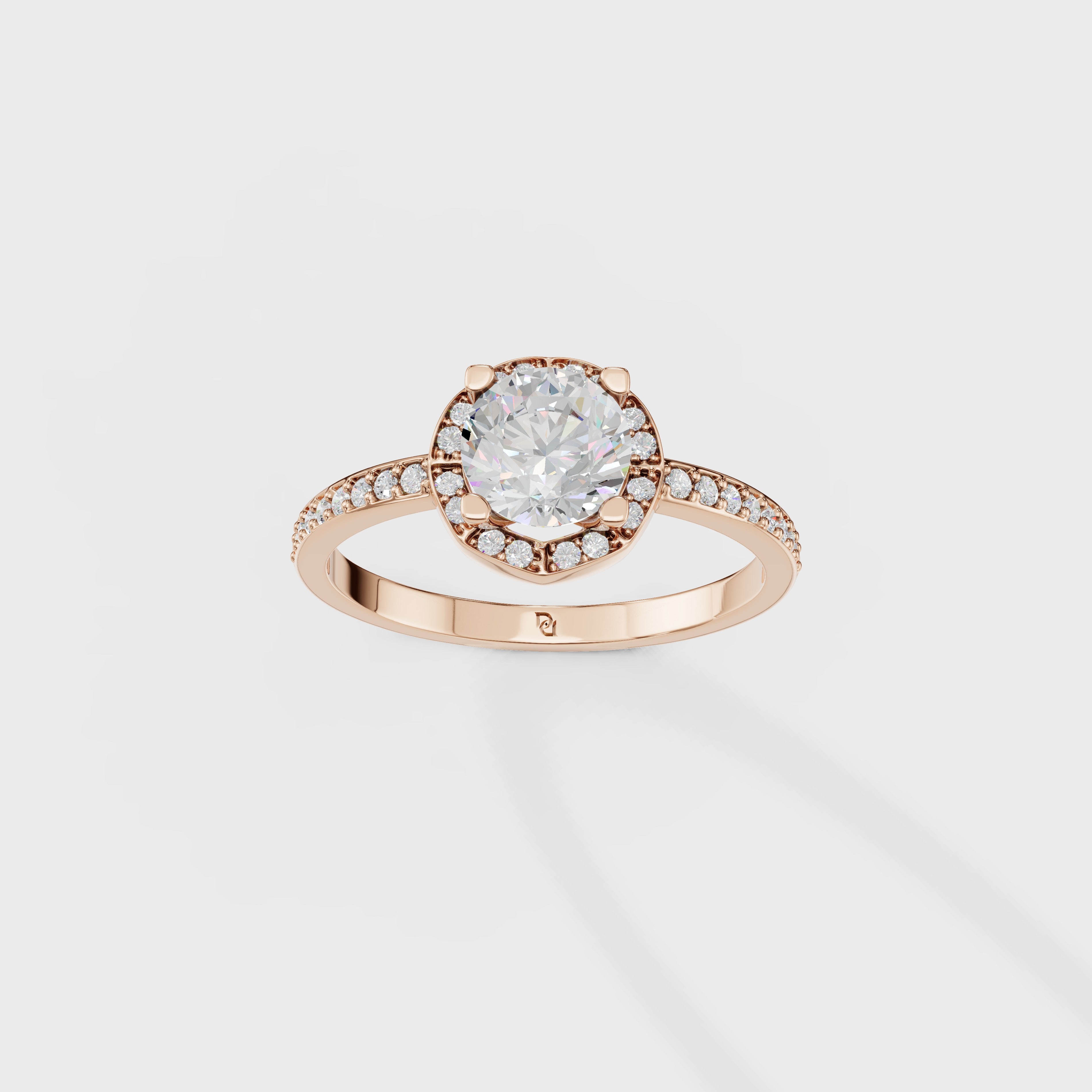 Round Cut Engagement Ring with Channel Set Band