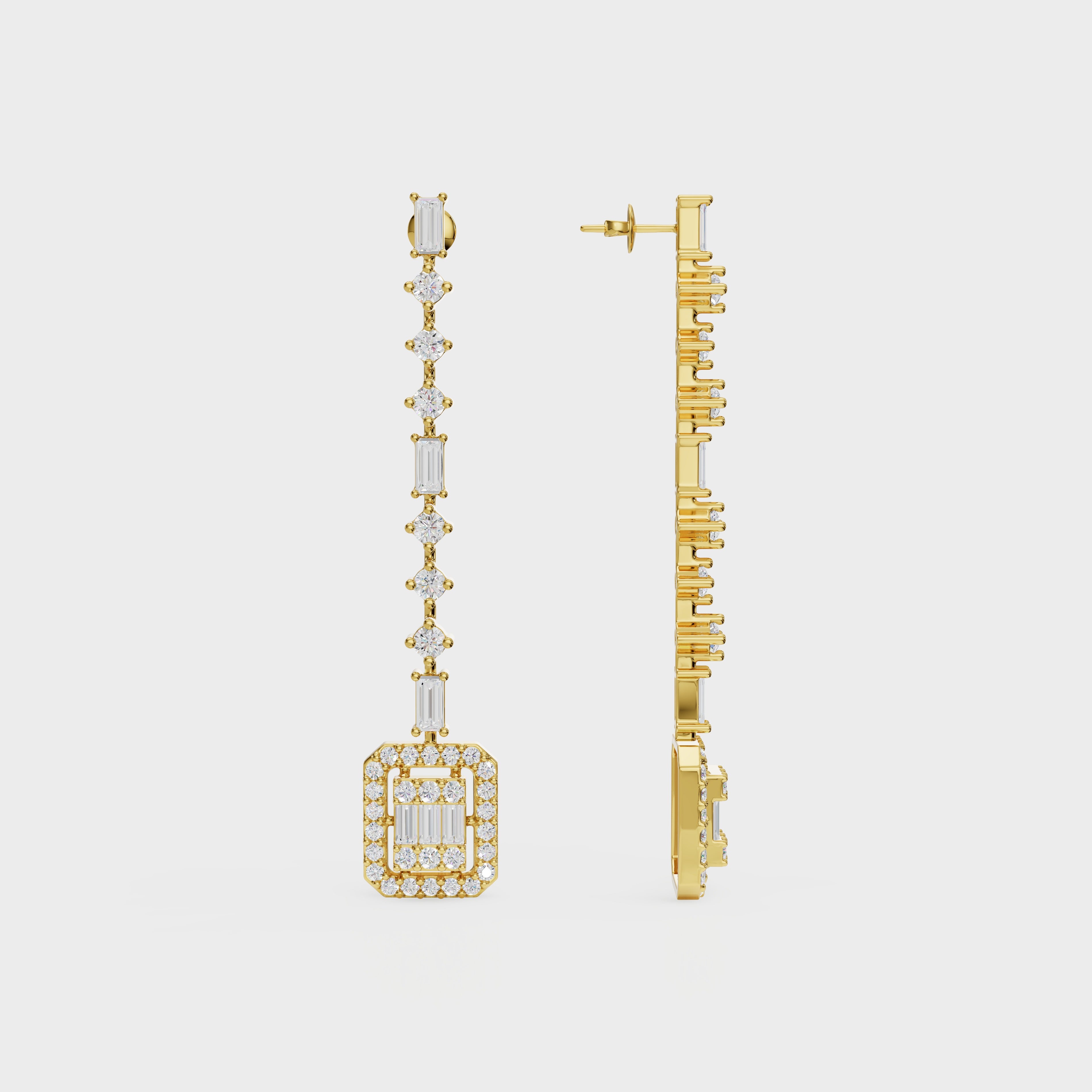 Geometric Diamond Drop Earrings