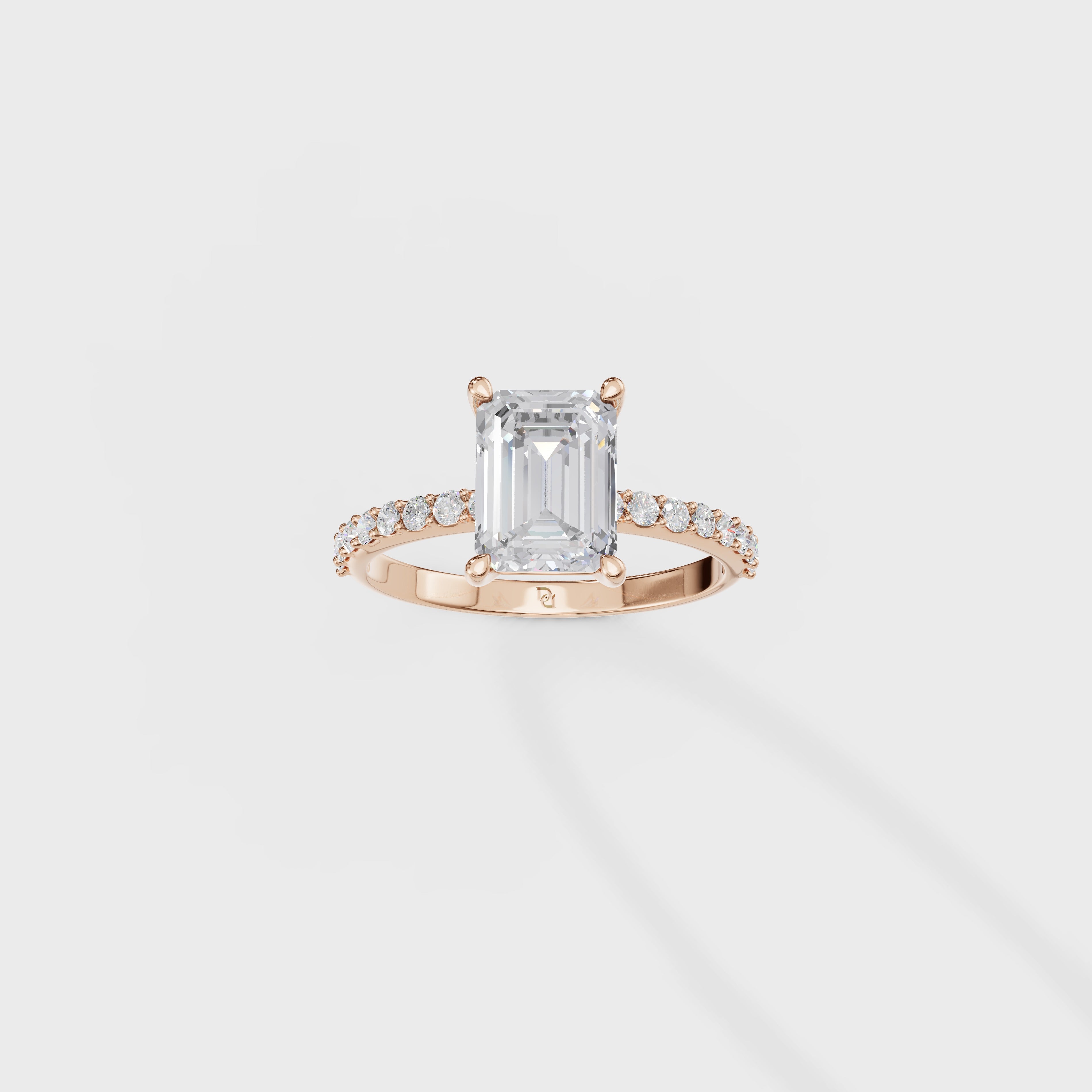 Emerald Diamond Hidden Halo Ring