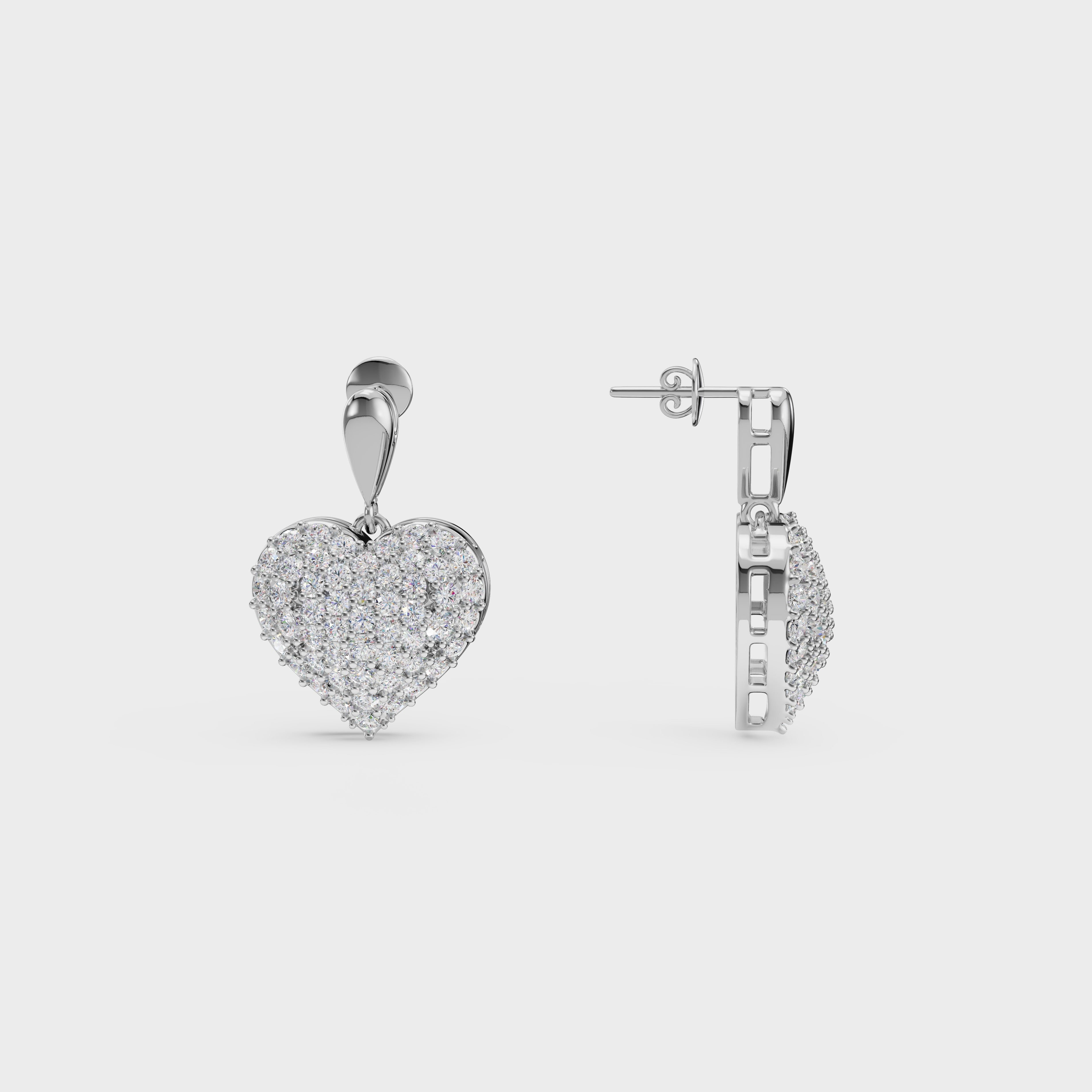 Diamond Heart Drop Earrings
