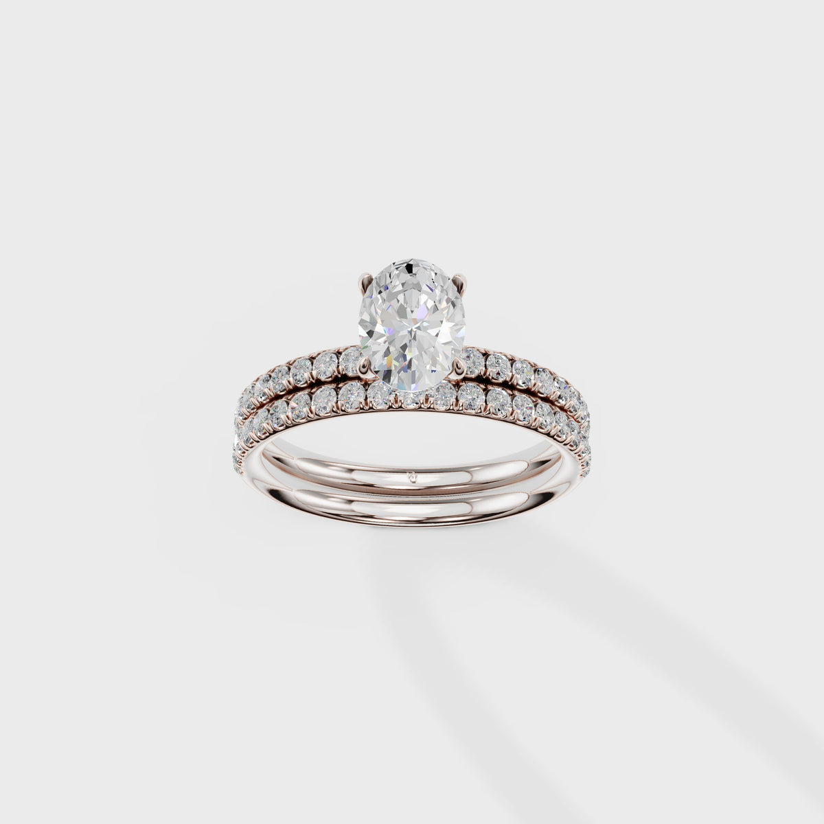 0.80ct Oval Cut Diamond Solitaire with Pave Wedding Band