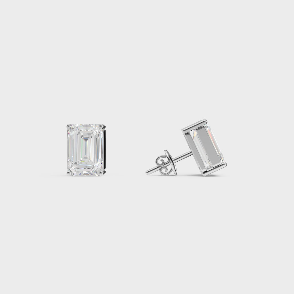 Emerald Cut Diamond Stud Earrings