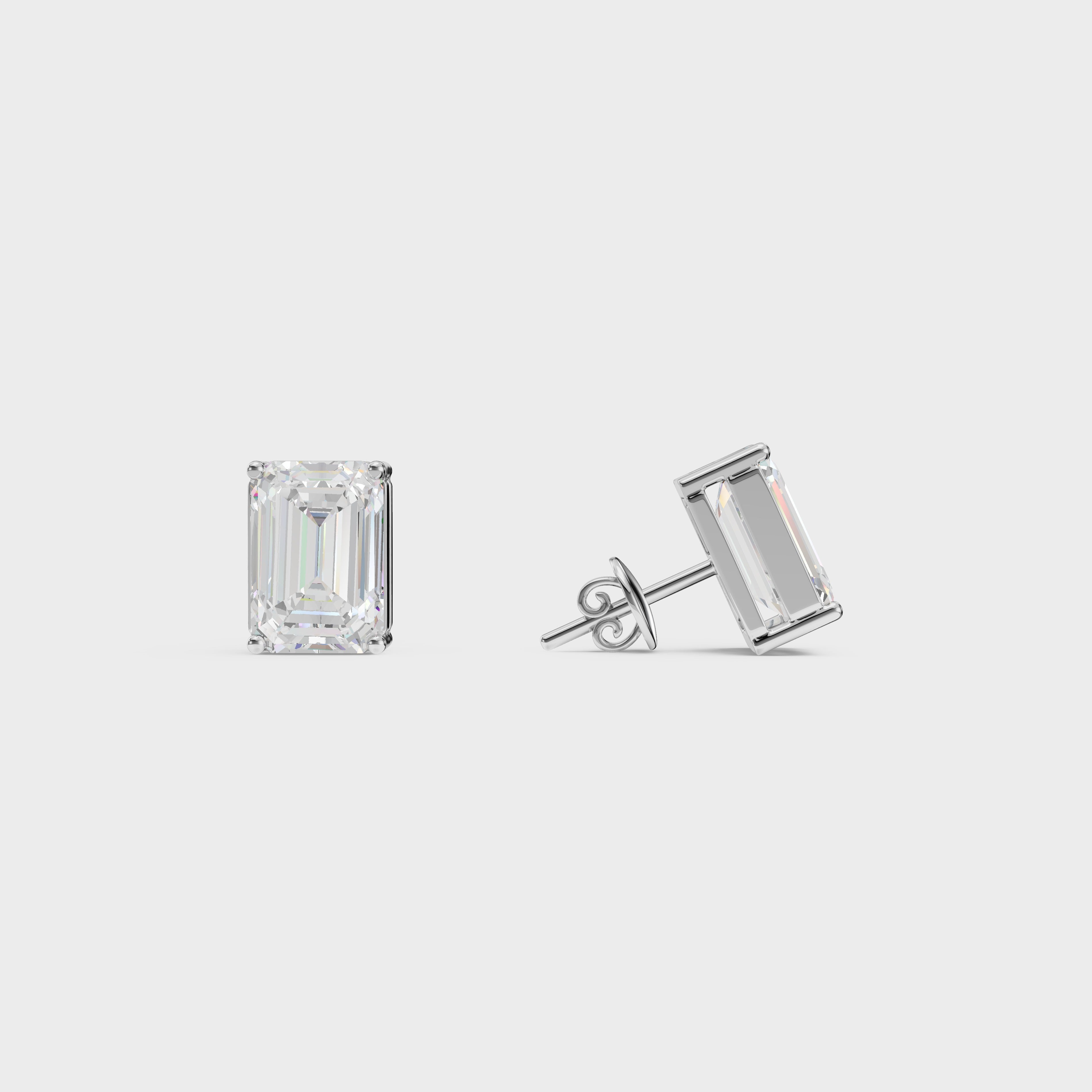 Emerald Cut Diamond Stud Earrings
