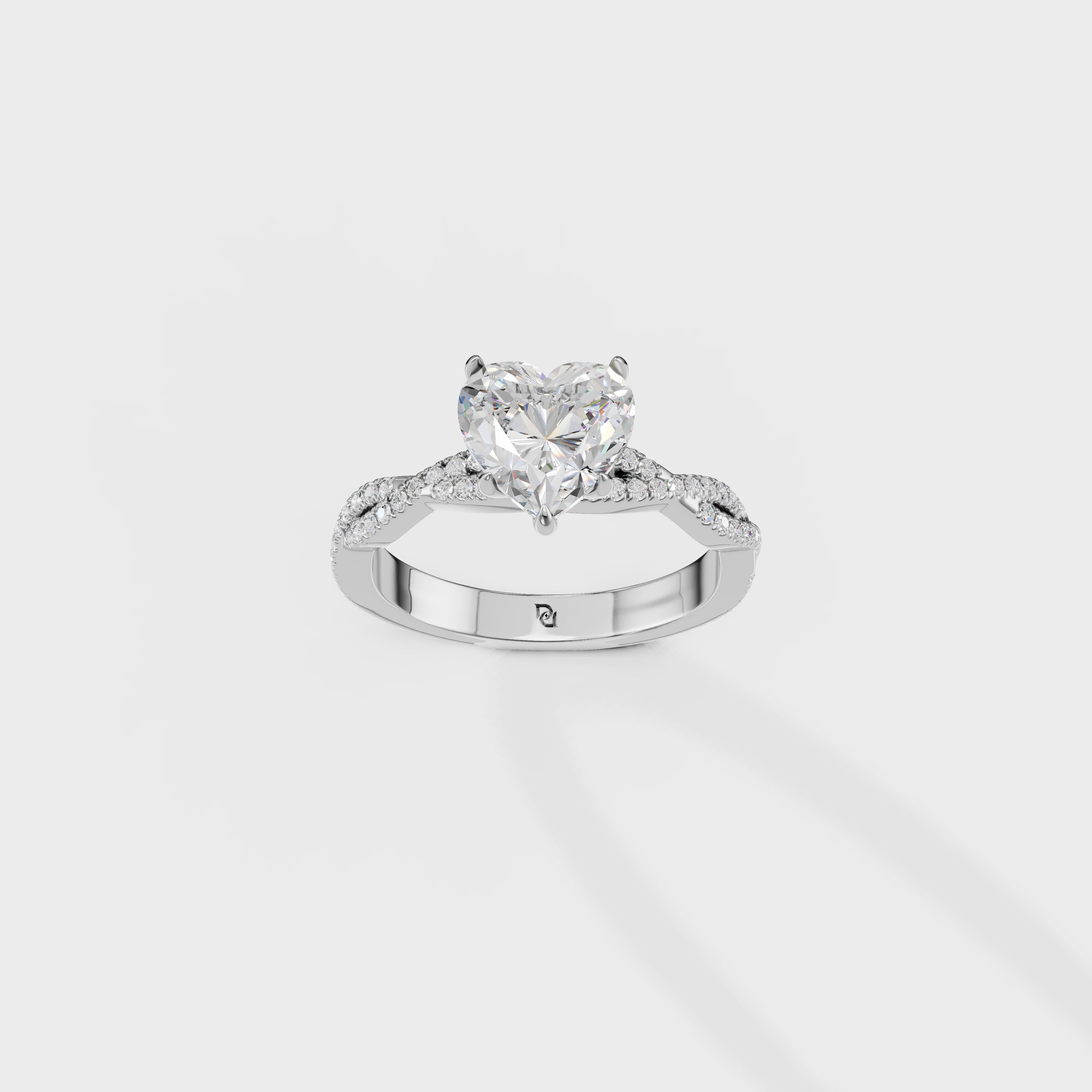 Hidden Halo Petite Heart Engagement Ring