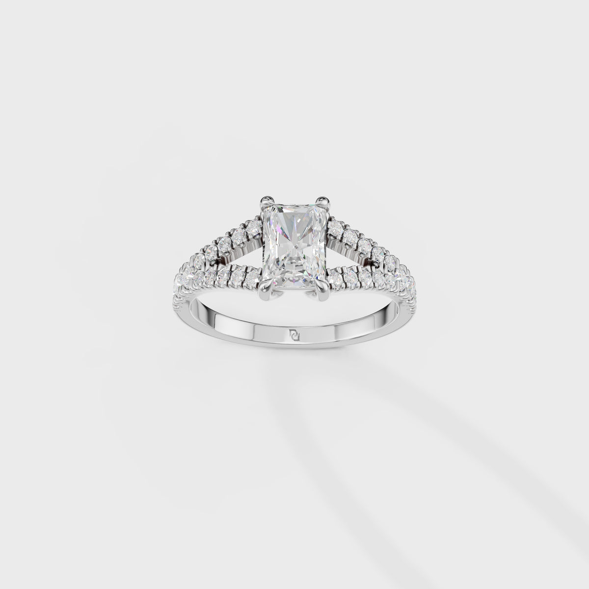 1ct Radiant Cut Double Band Engagement Ring