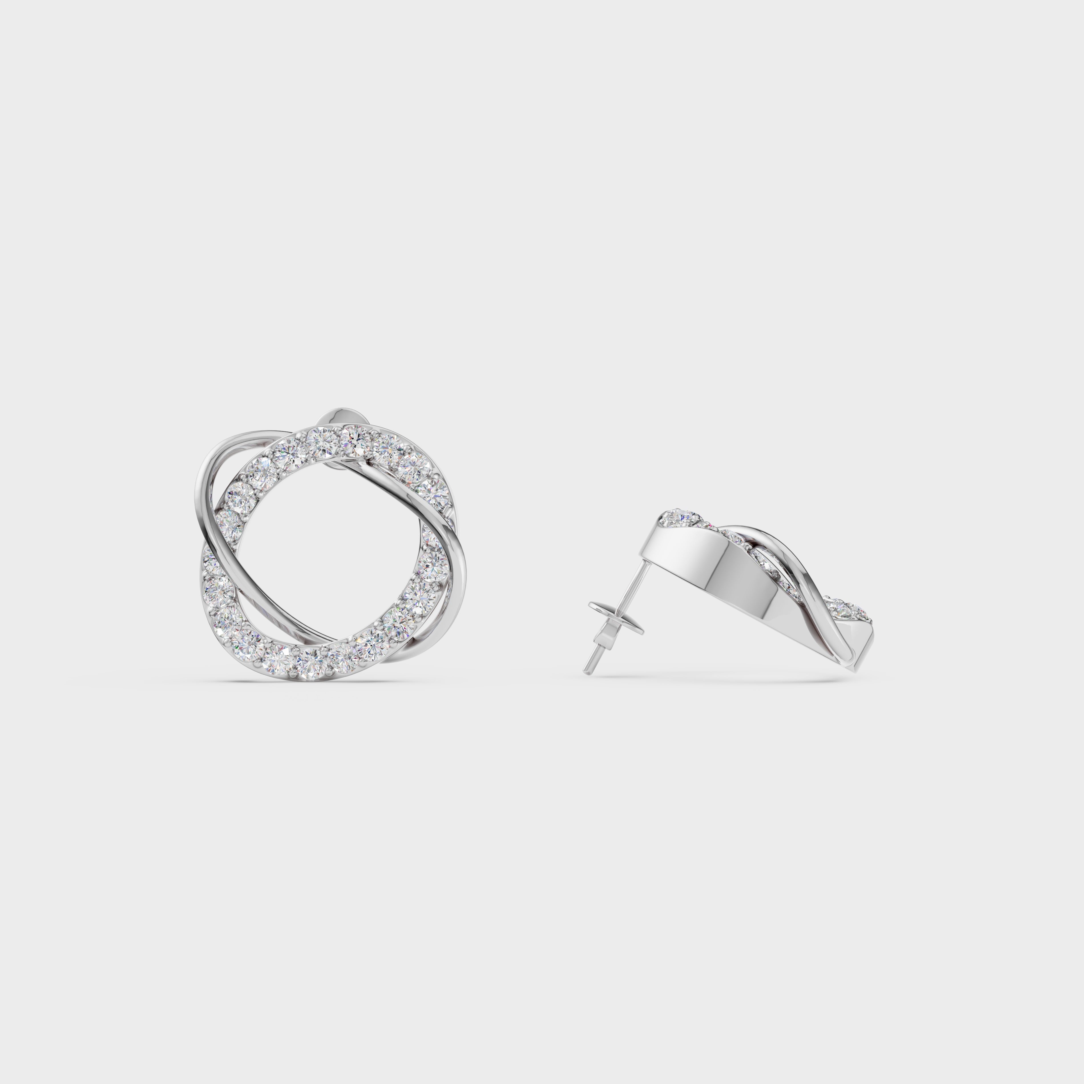 Pave Diamond Knot Stud Earrings