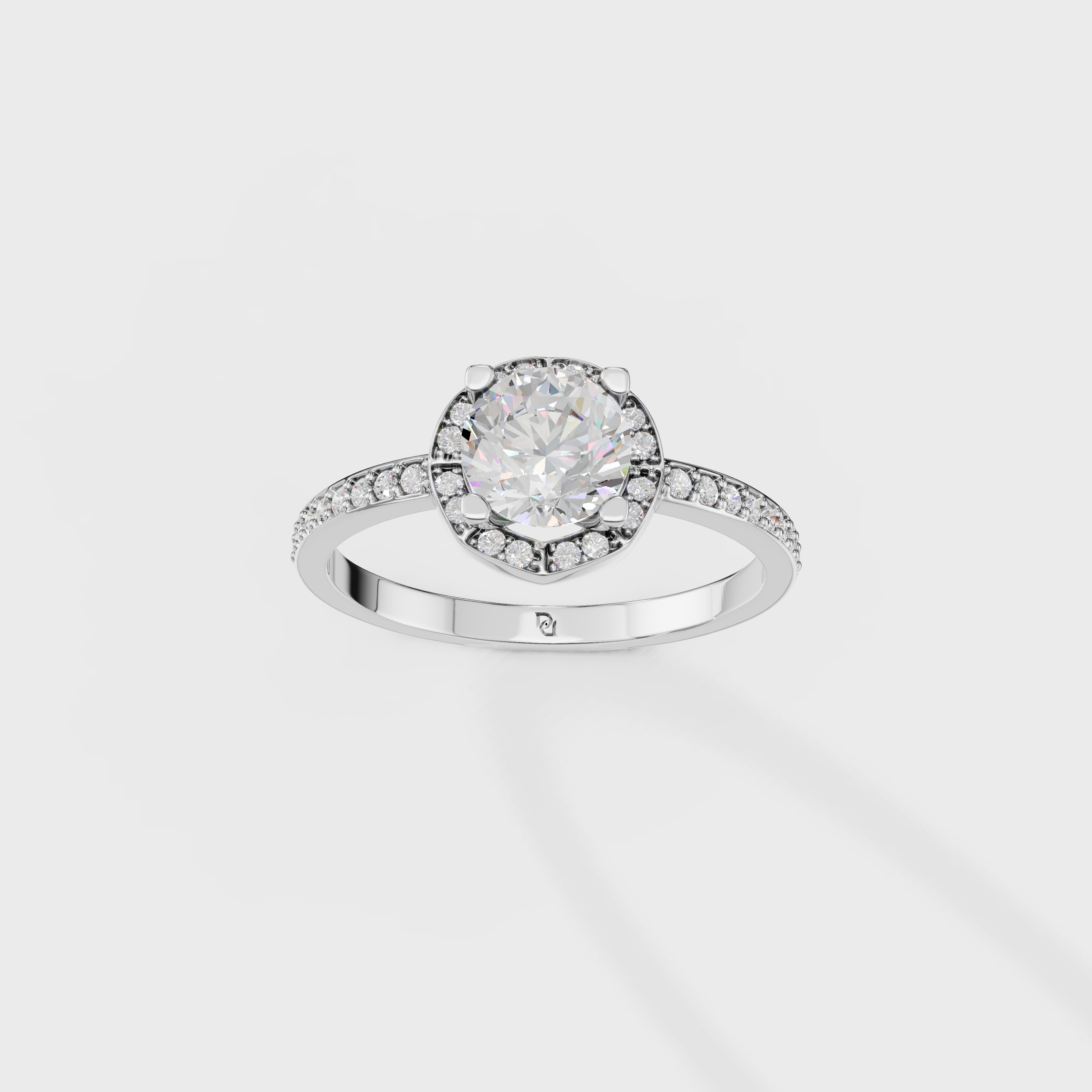 Round Cut Engagement Ring with Channel Set Band