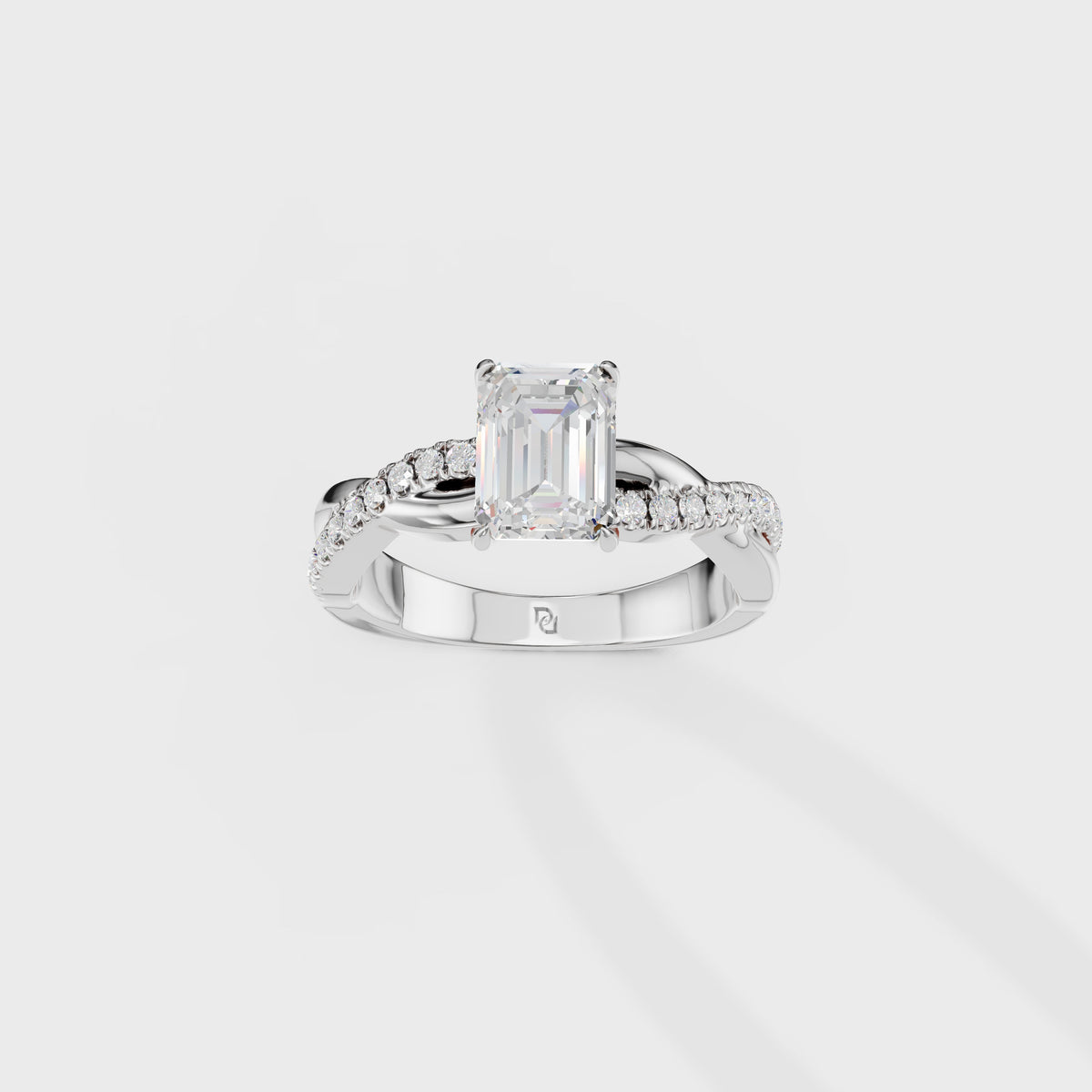 1.02ct Eternal Embrace Emerald Cut Twisted Engagement Ring