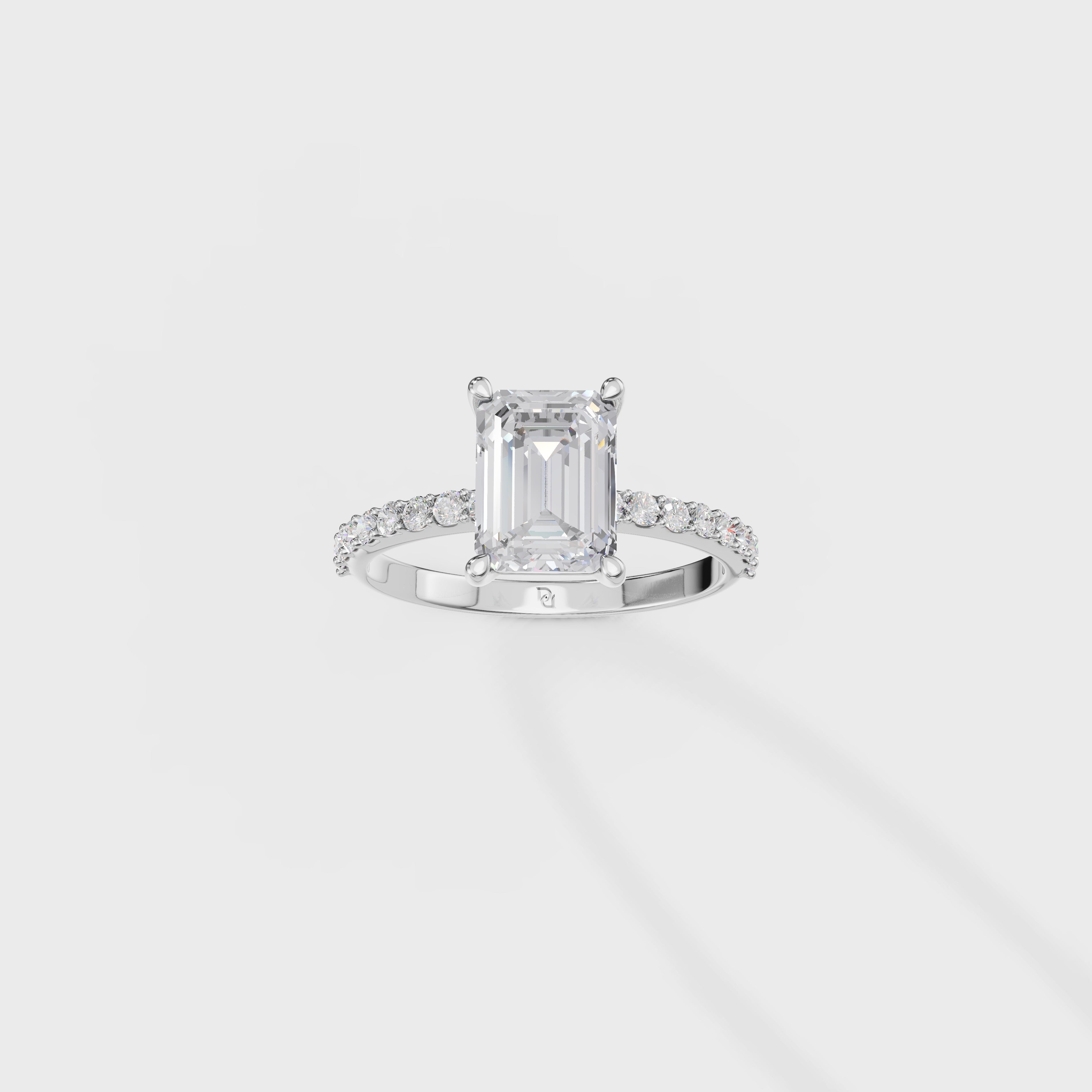 Emerald Diamond Hidden Halo Ring
