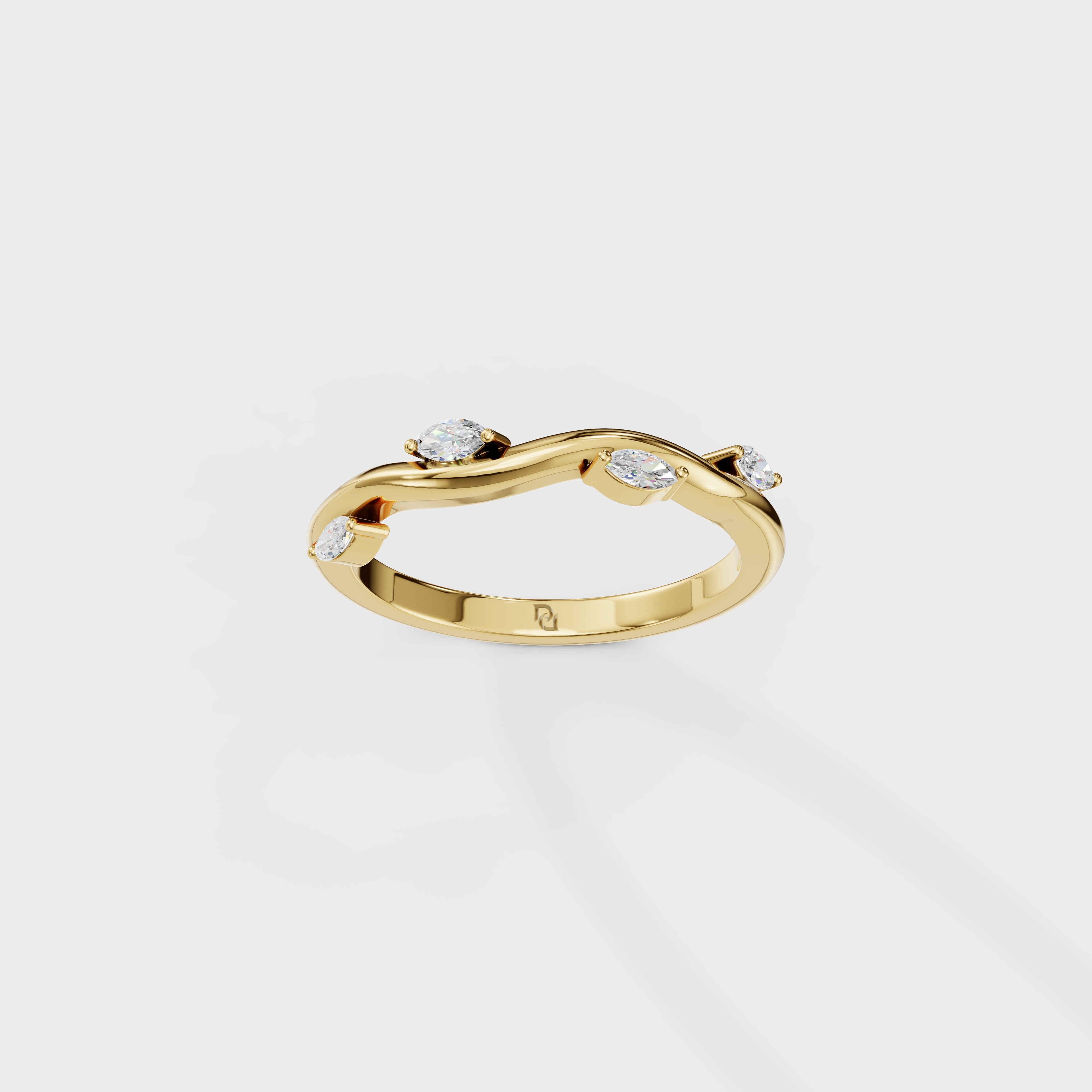 Wave Theme Marquise Diamond Ring