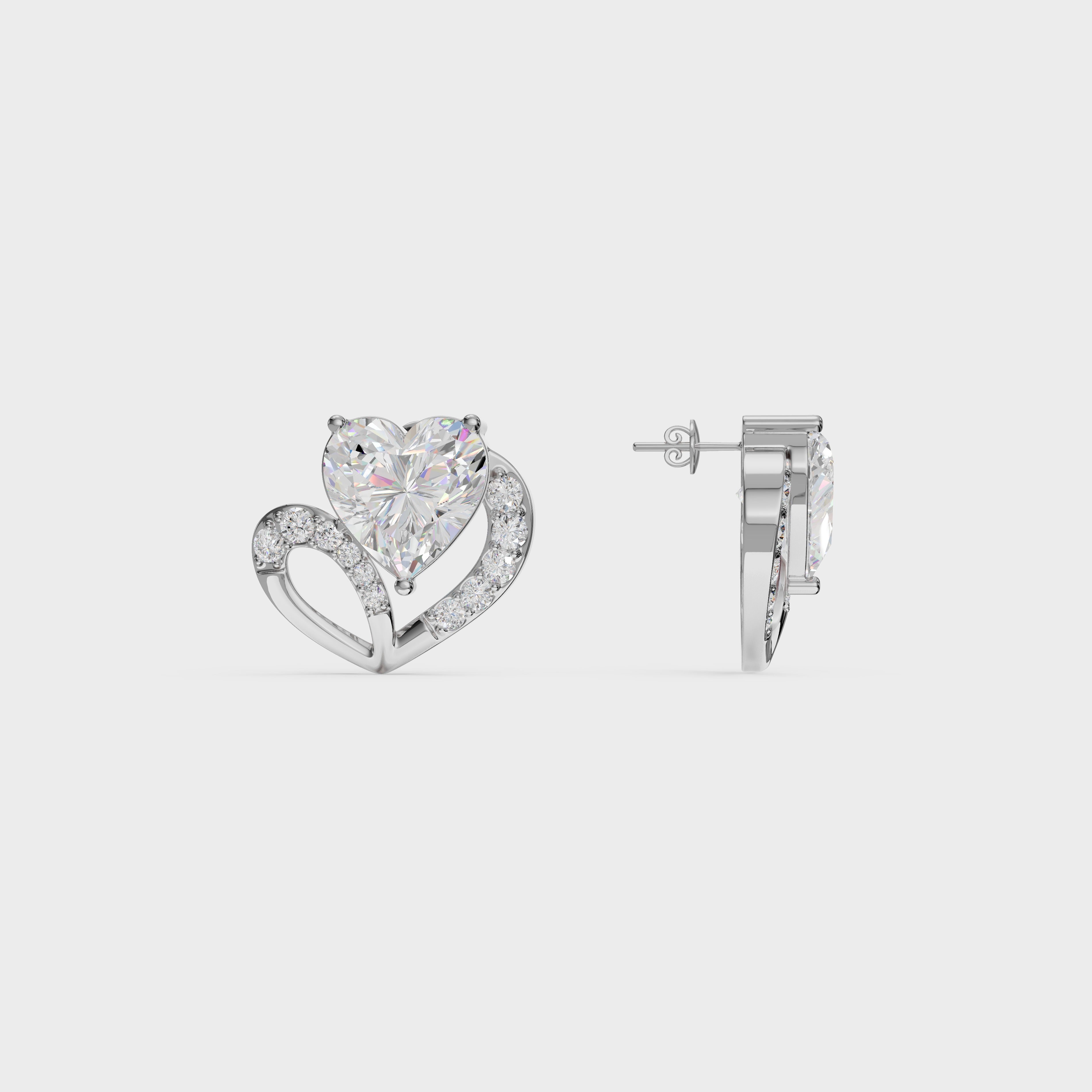 Love's Embrace Diamond Heart Stud Earrings