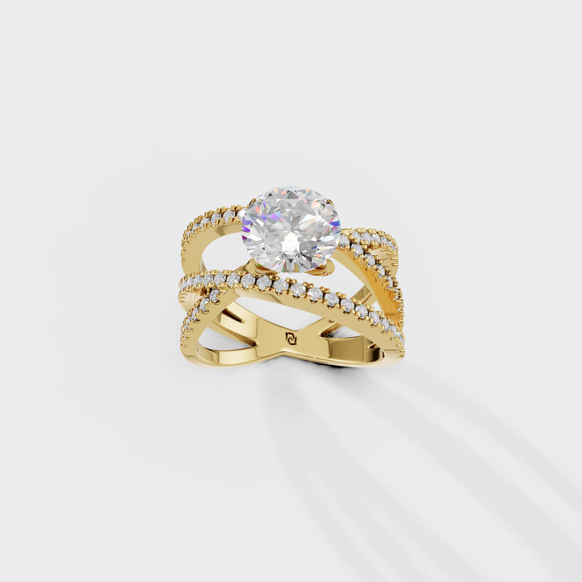 2ct Round Criss Cross Engagement Ring