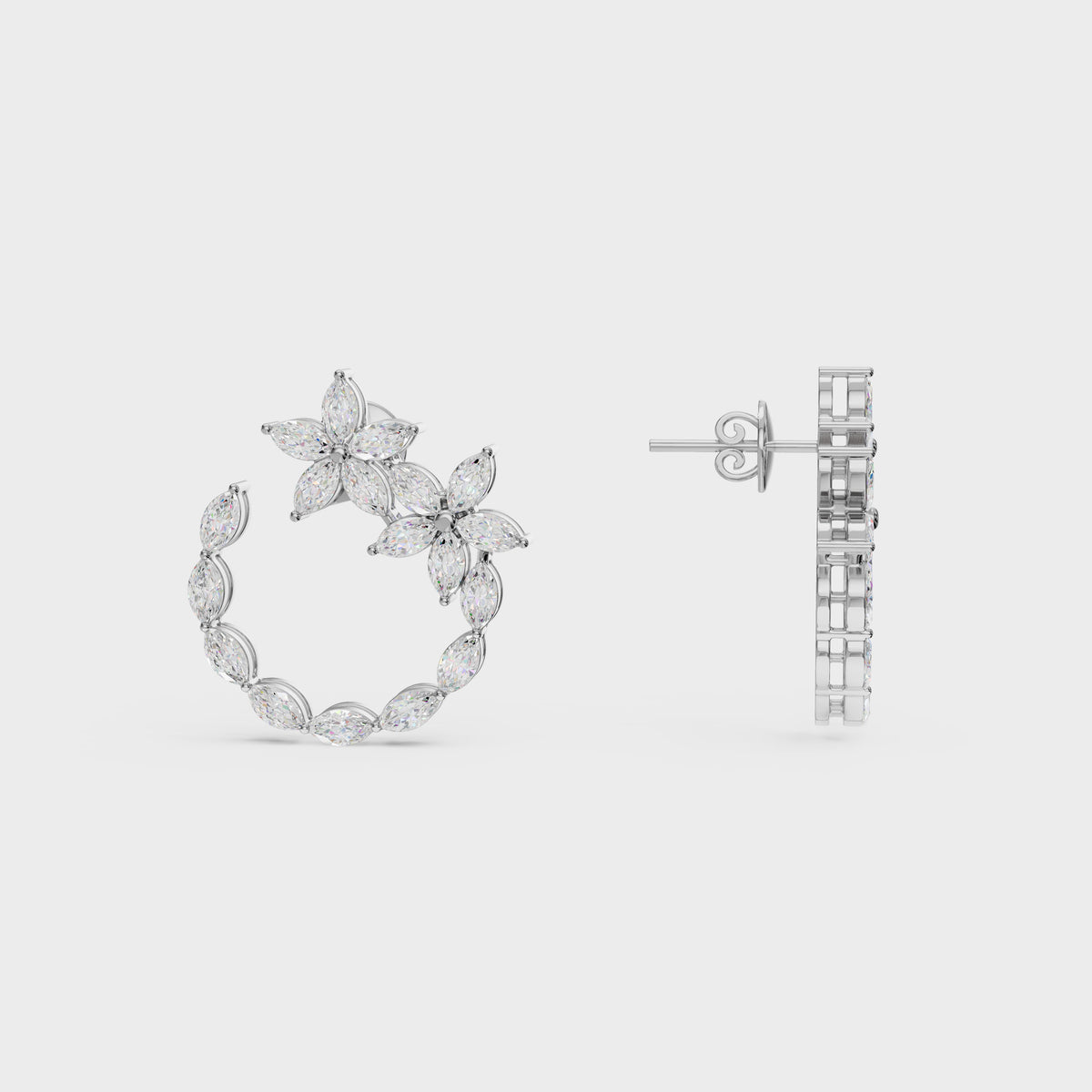 Celestial Blossom Open Circle Marquise Cut Earrings