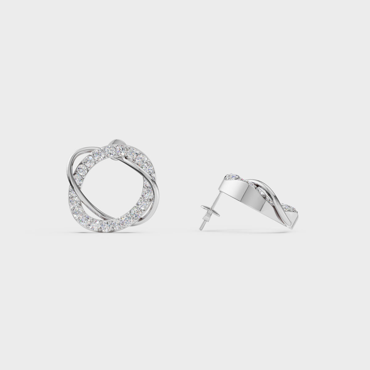 Pave Diamond Knot Stud Earrings