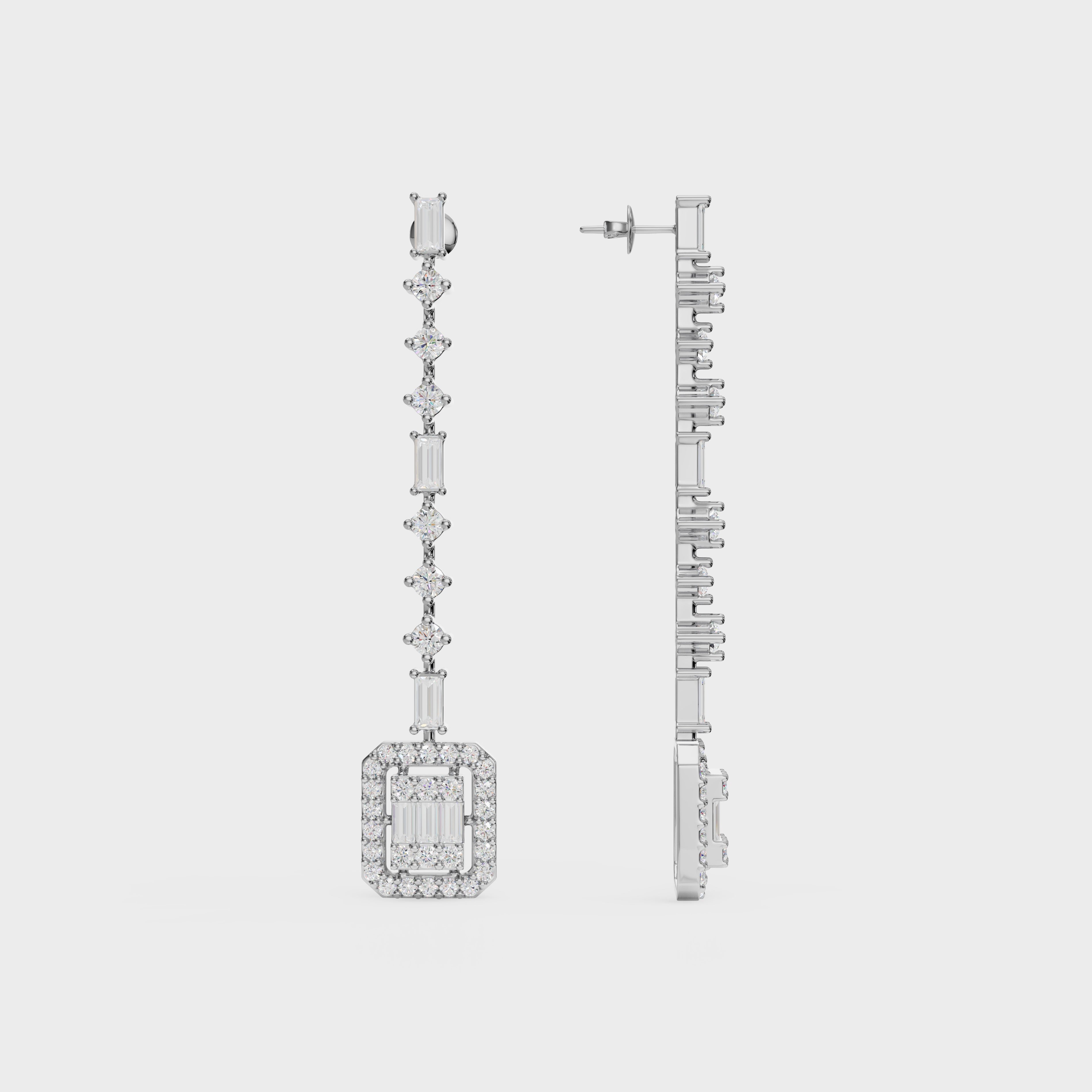 Geometric Diamond Drop Earrings