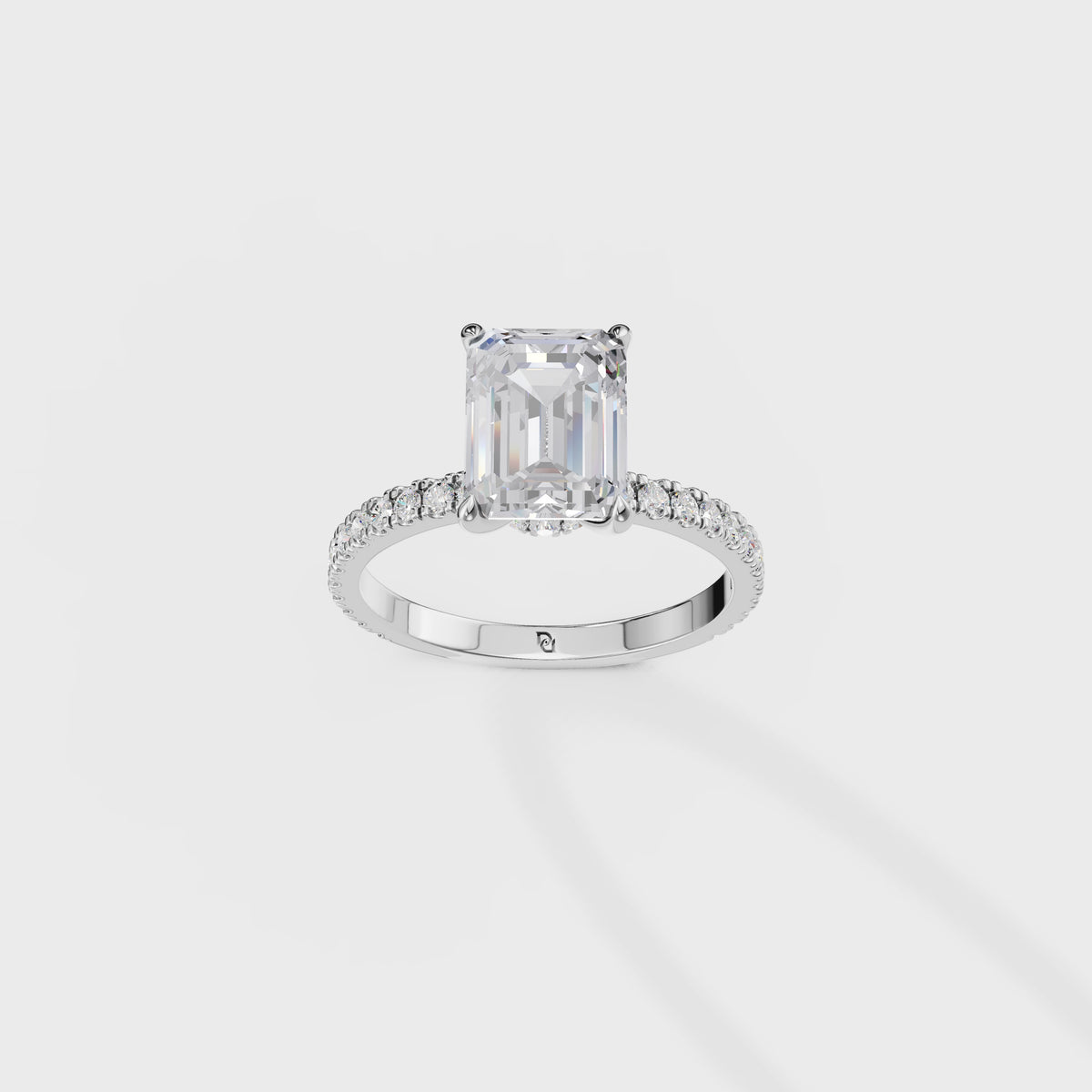 2ct Emerald Cut Engagement Ring with Pave Band