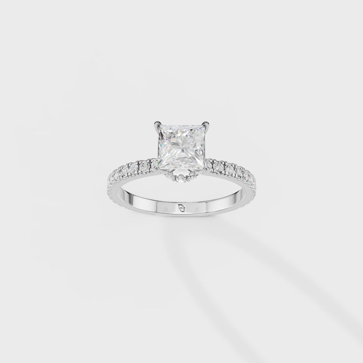 Cathedral 1ct Princess Cut Diamond Ring