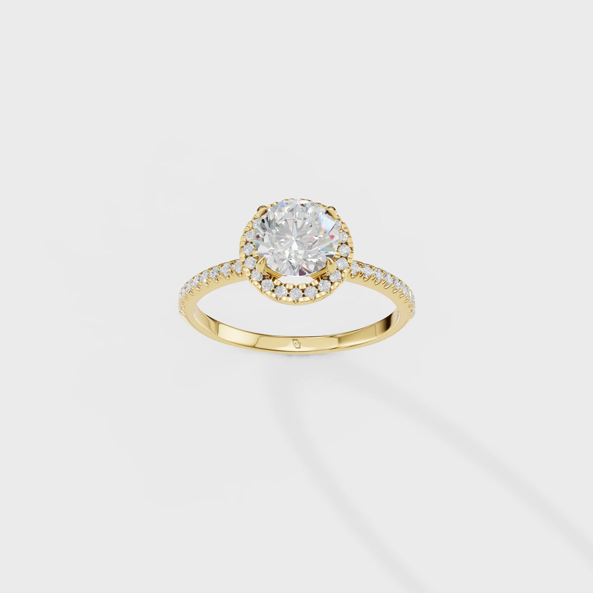 0.70ct Aura Round Cut Diamond Halo Engagement Ring