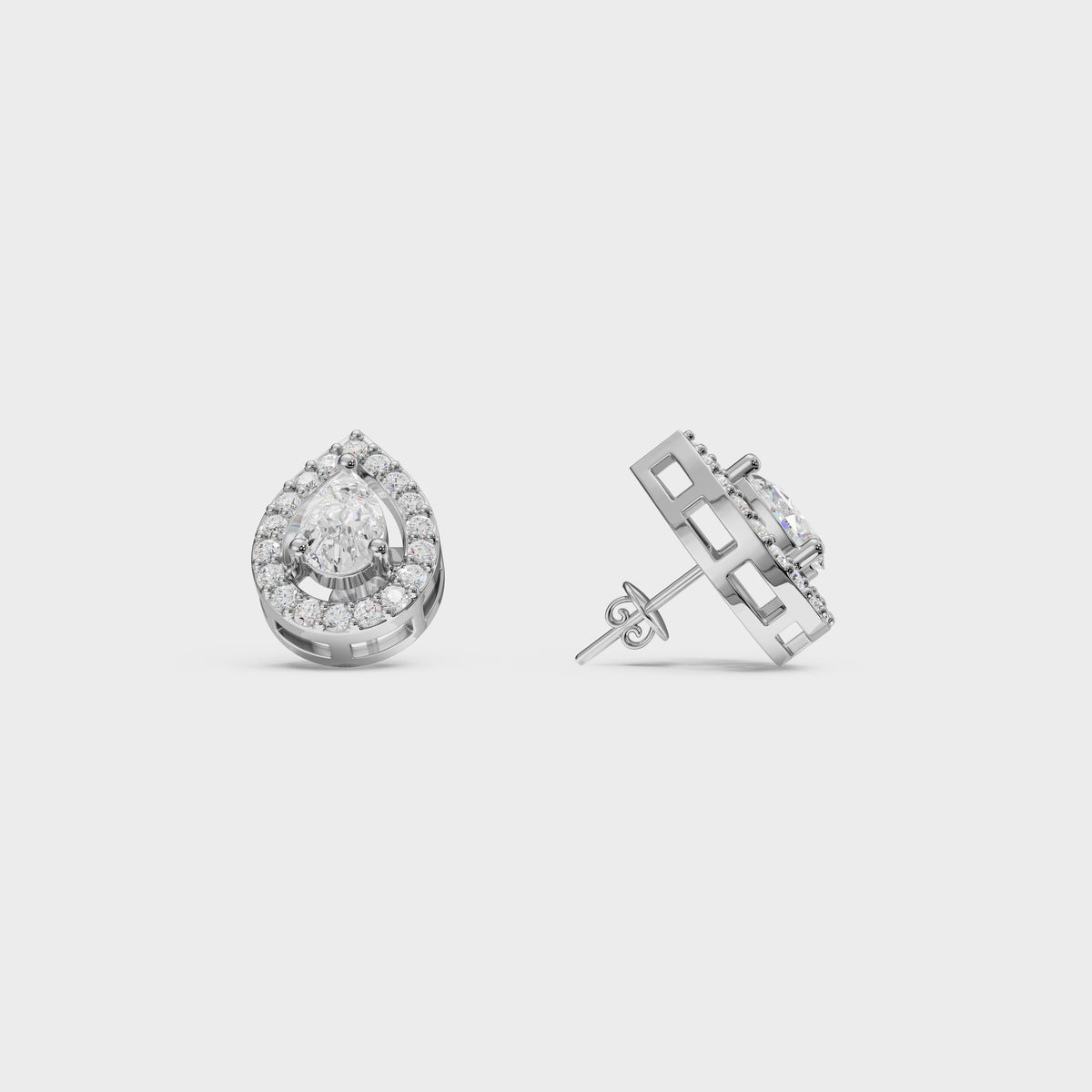 Pear Halo Stud Earrings