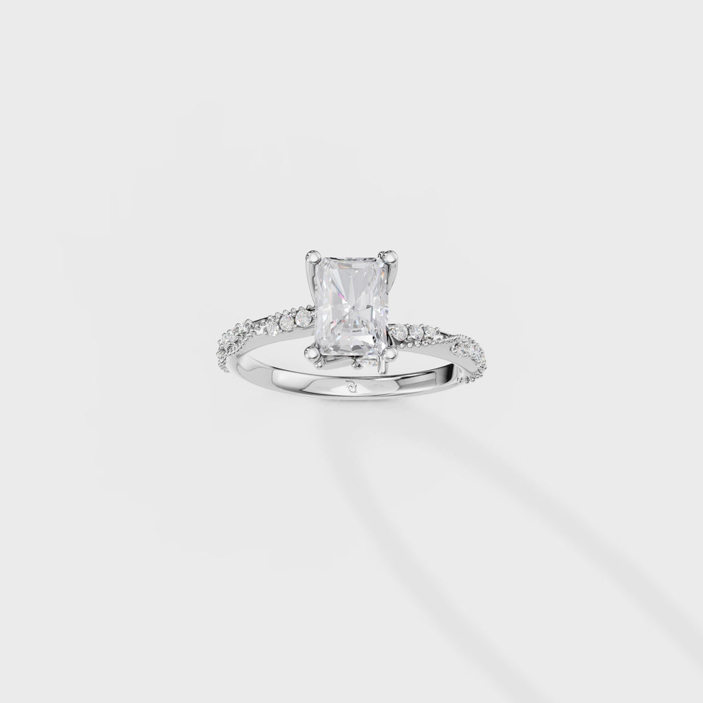 Elegant Radiant Cathedral Style Ring