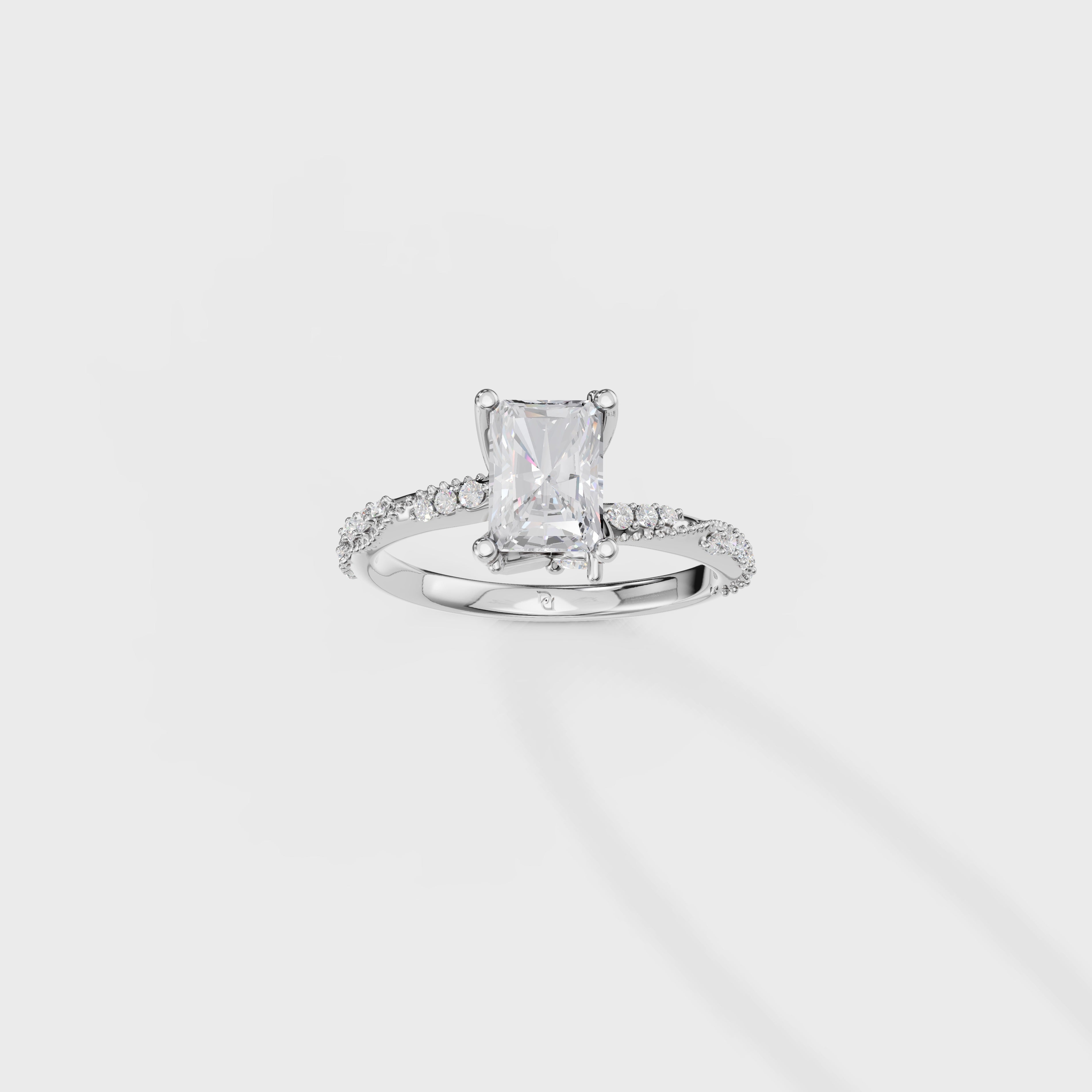 Elegant Radiant Cathedral Style Ring