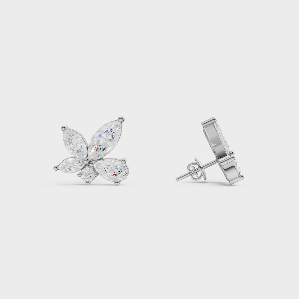 Marquise & Pear Diamond Cluster Earrings