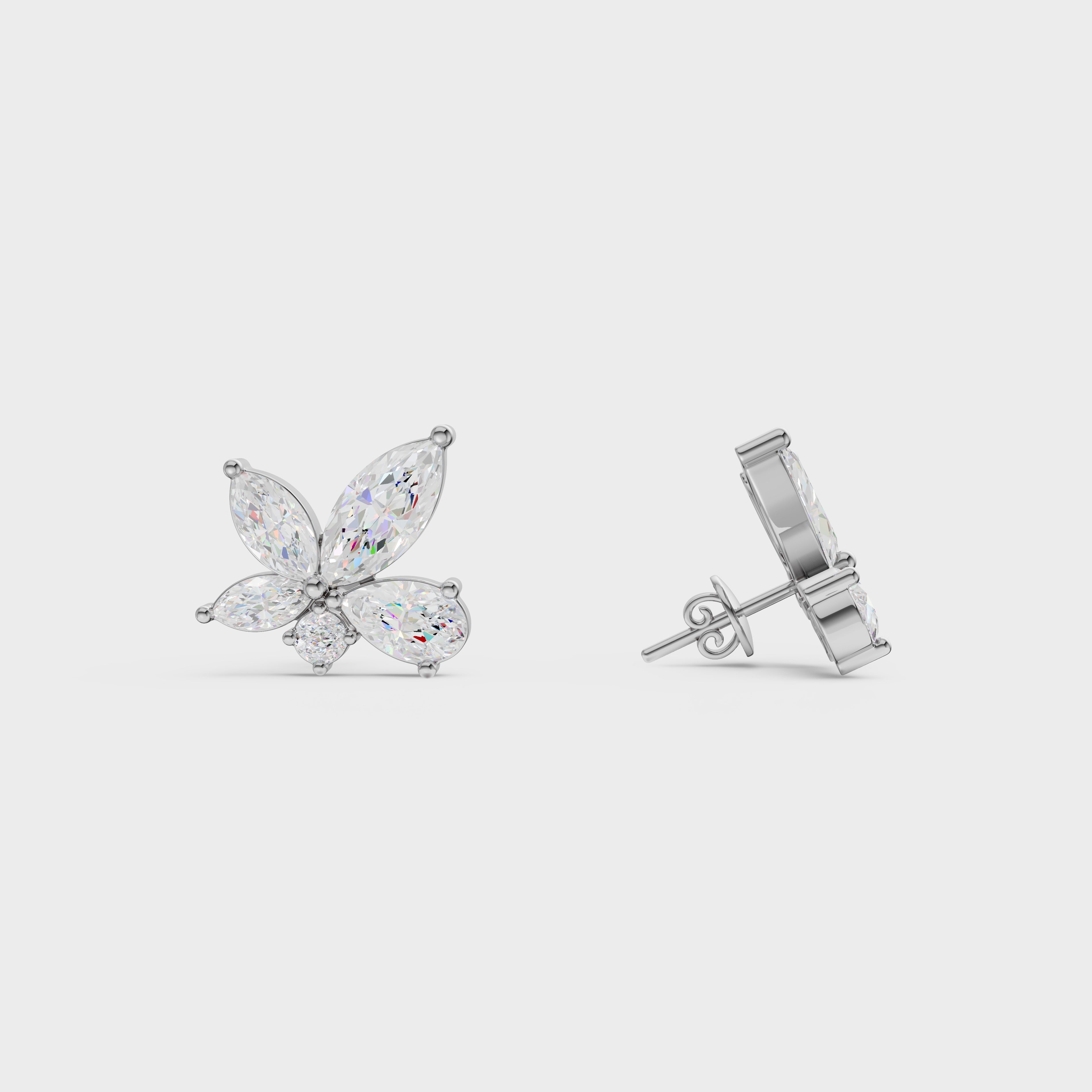 Marquise & Pear Diamond Cluster Earrings