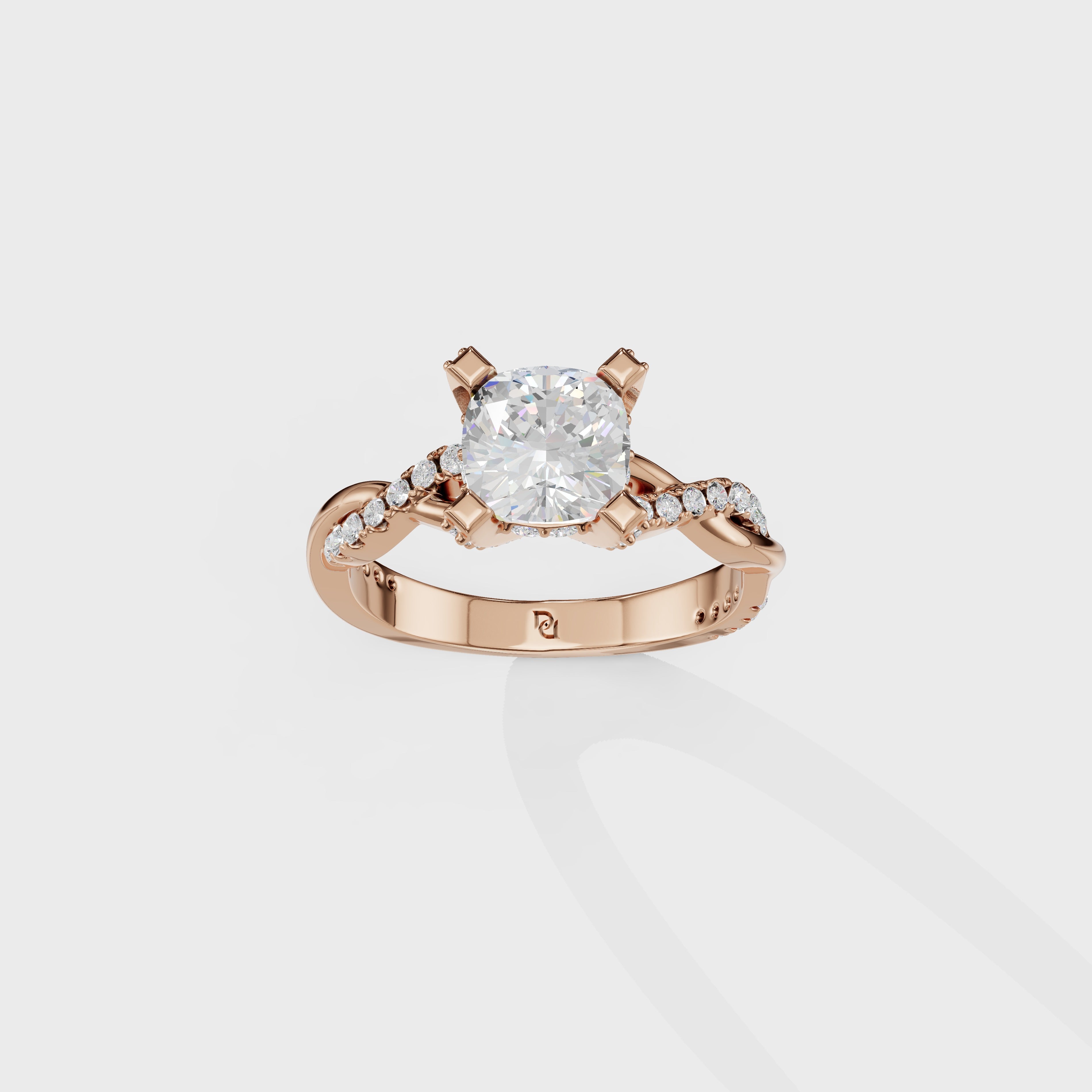 Kelly Cushion Cut Twist Engagement Ring