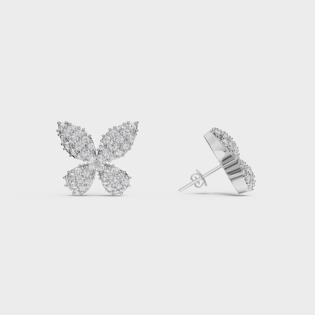 Diamond Pave Butterfly Stud Earrings