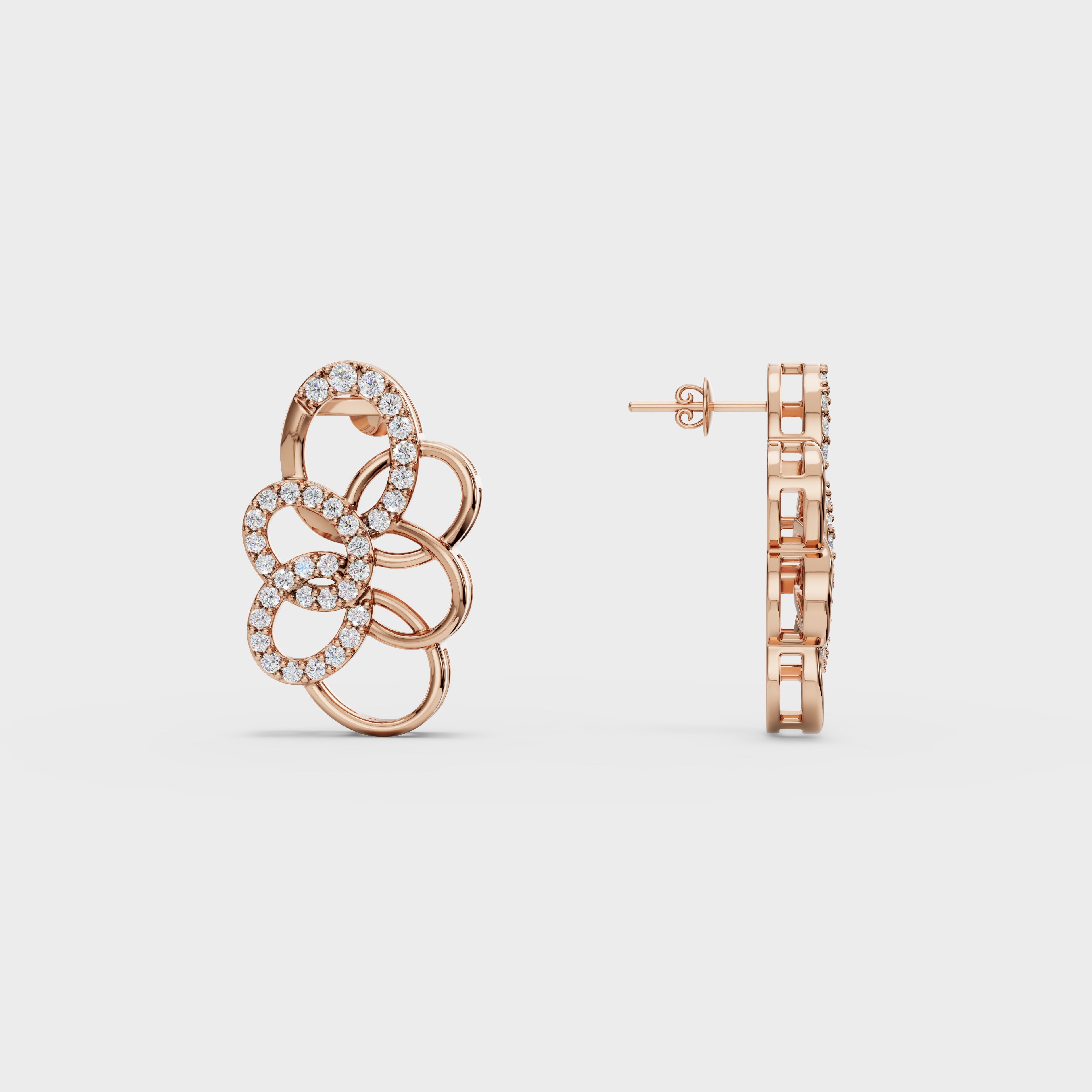 Flowing Petal Diamond Studs
