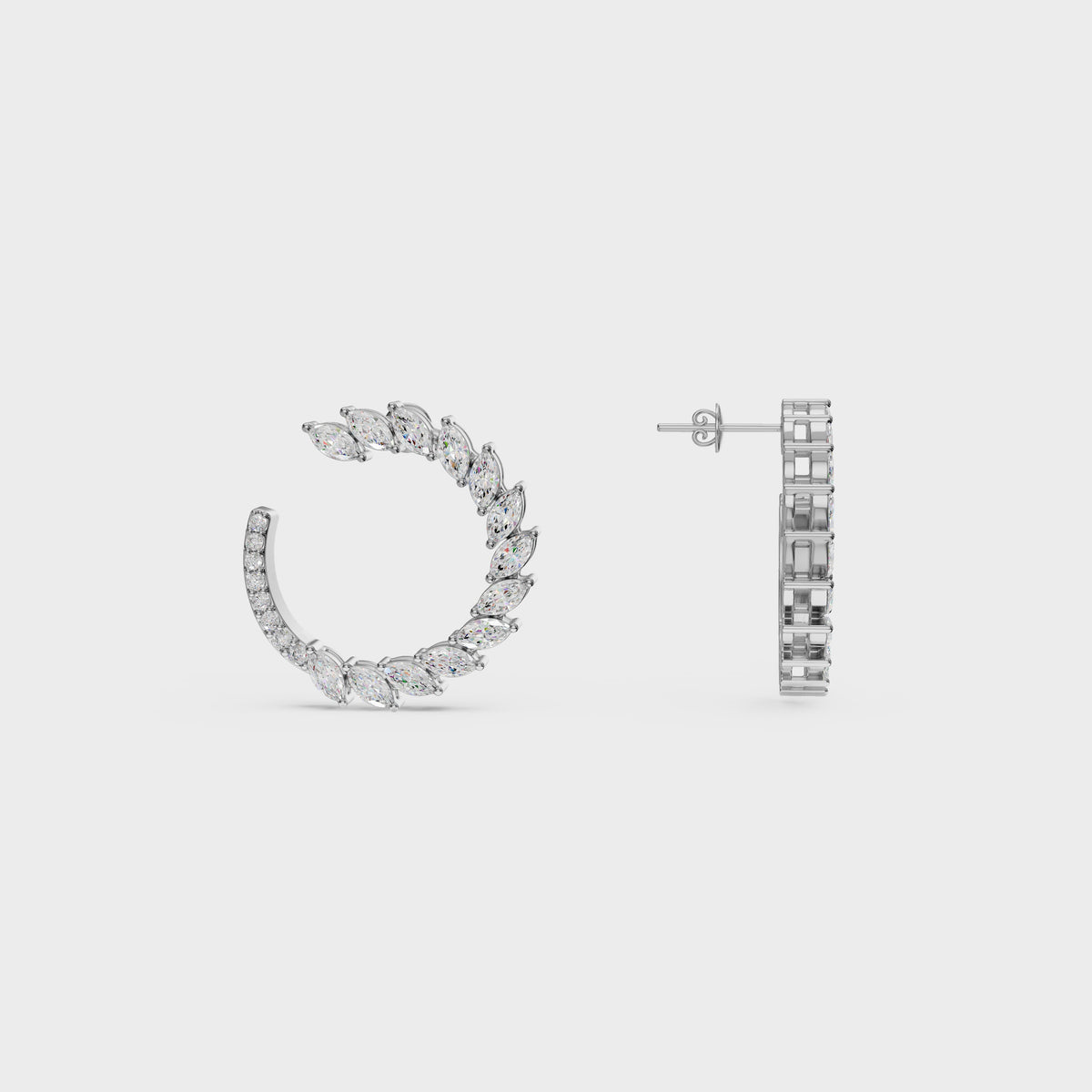 Marquise Diamond C-Hoop Earrings