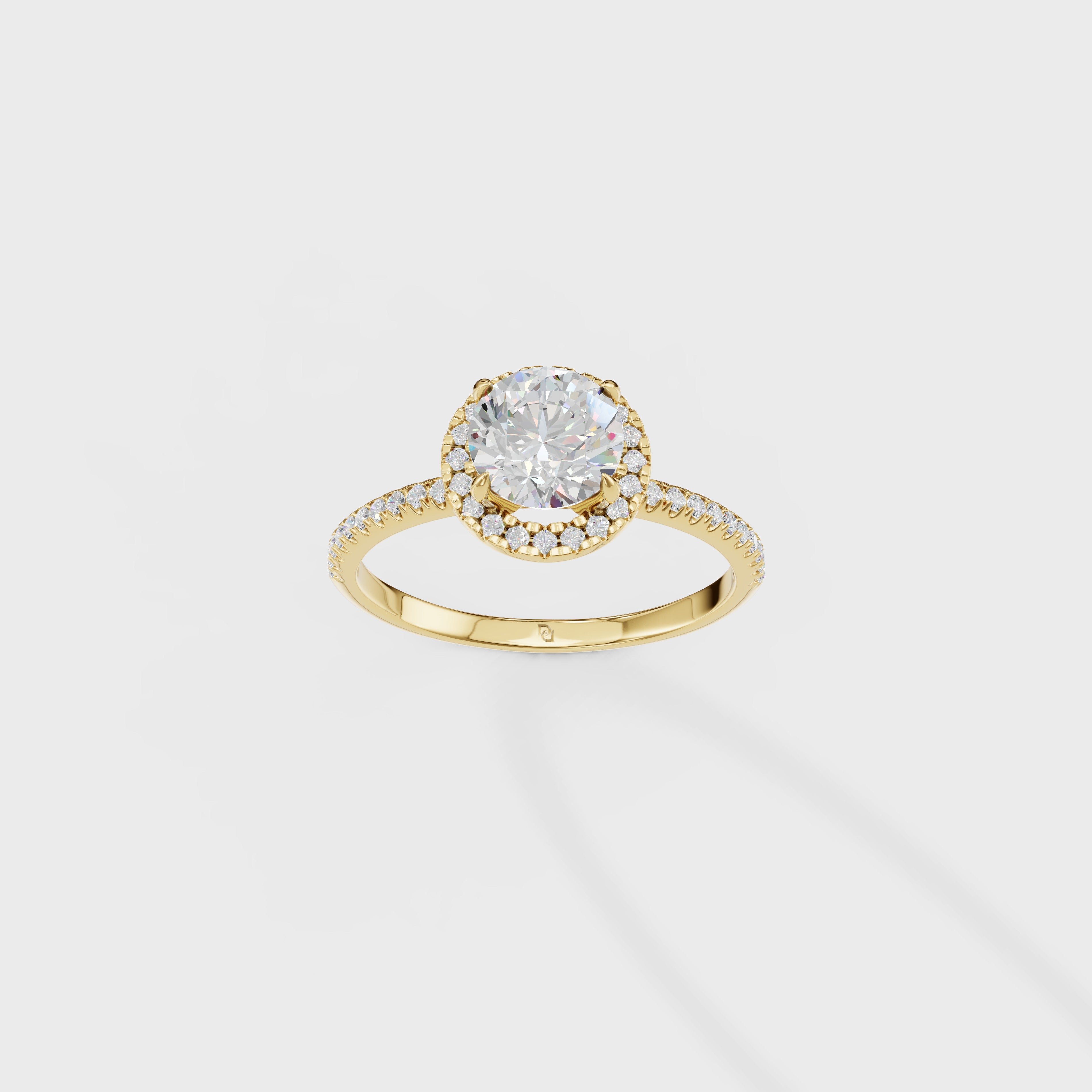 Aura Round Diamond Halo Engagement Ring