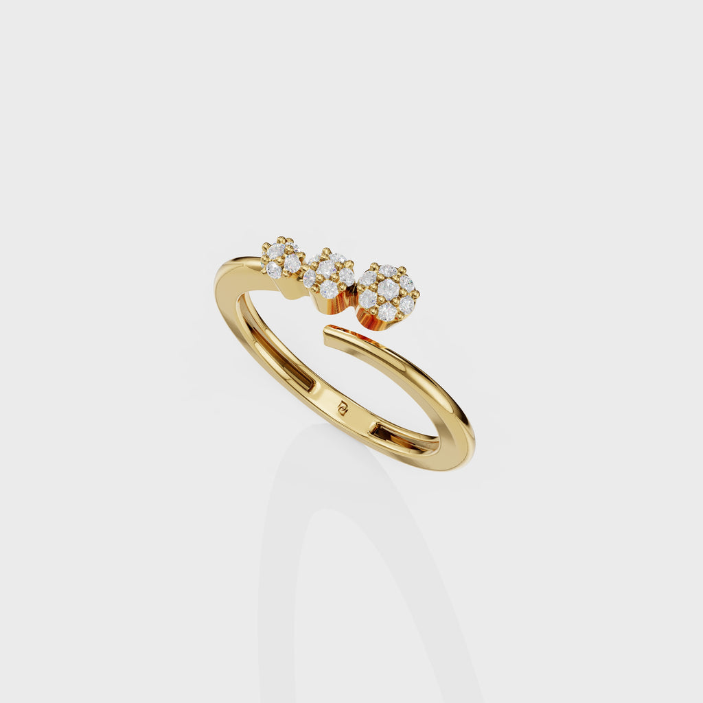 Modern Diamond Cluster Open Ring