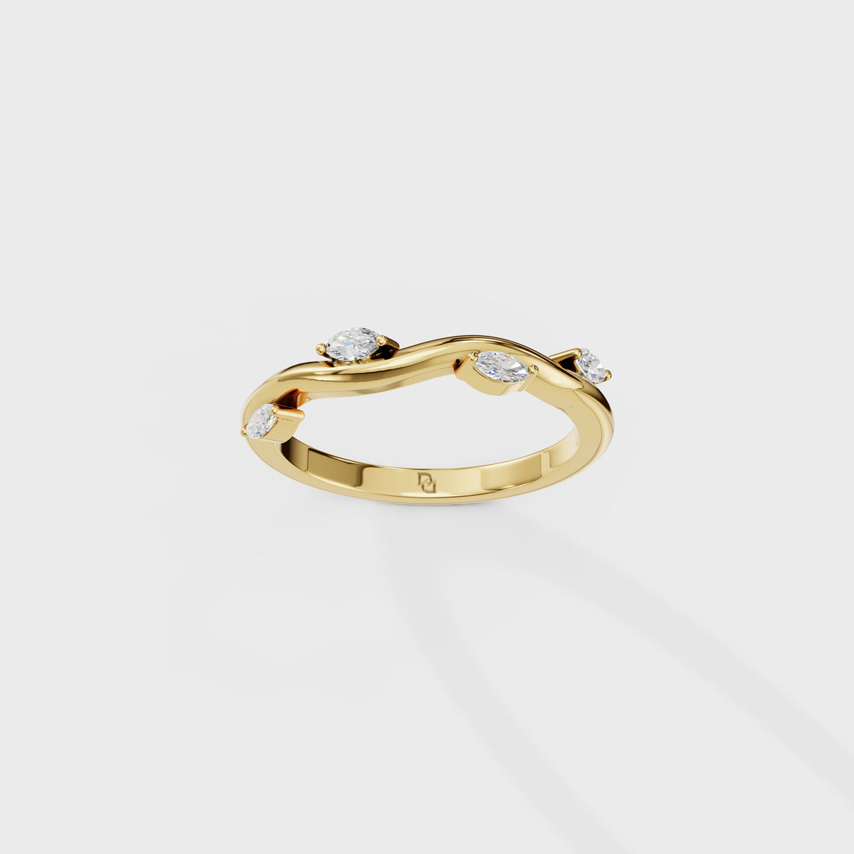 Wave Theme Marquise Diamond Ring