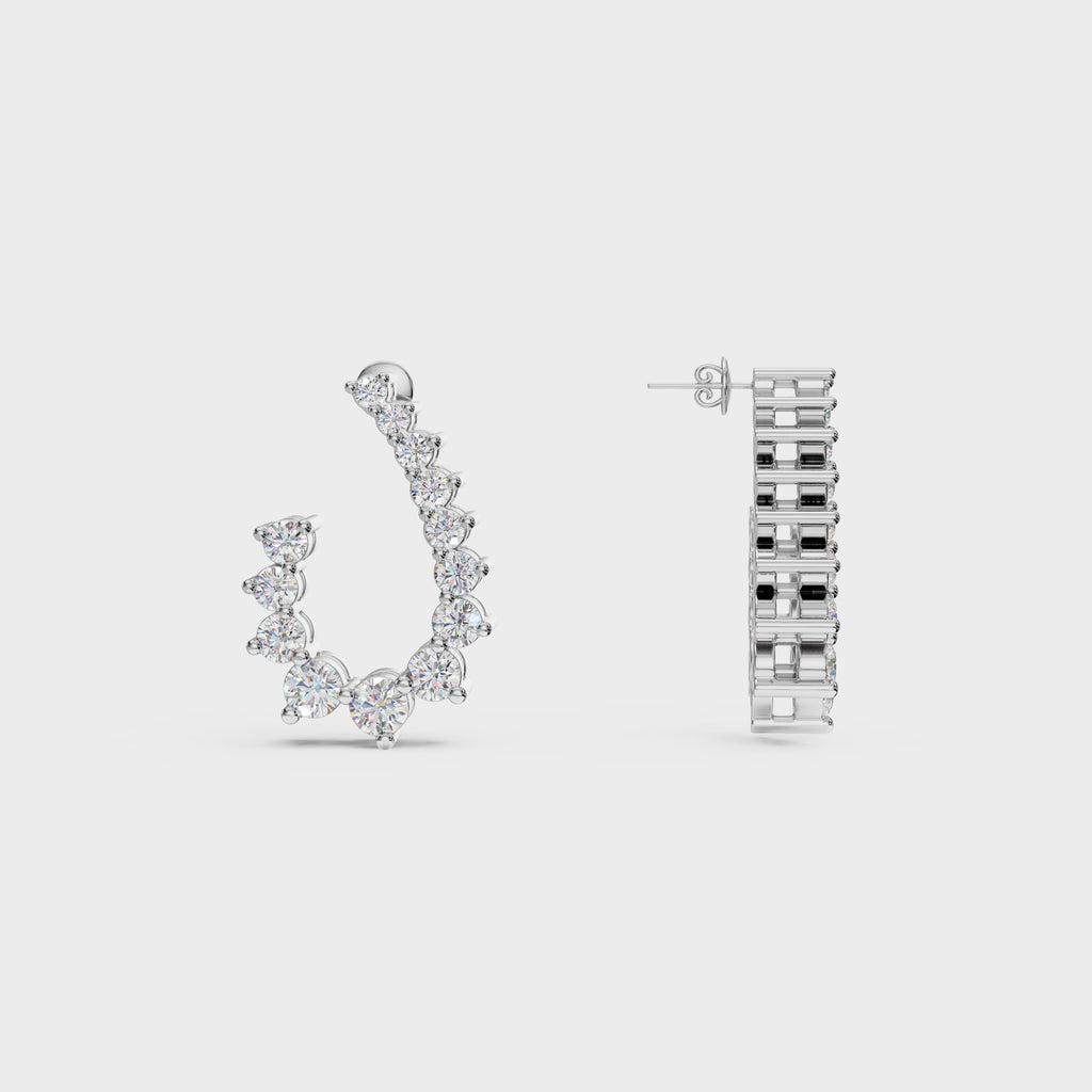 Diamond Arc Stud Earrings