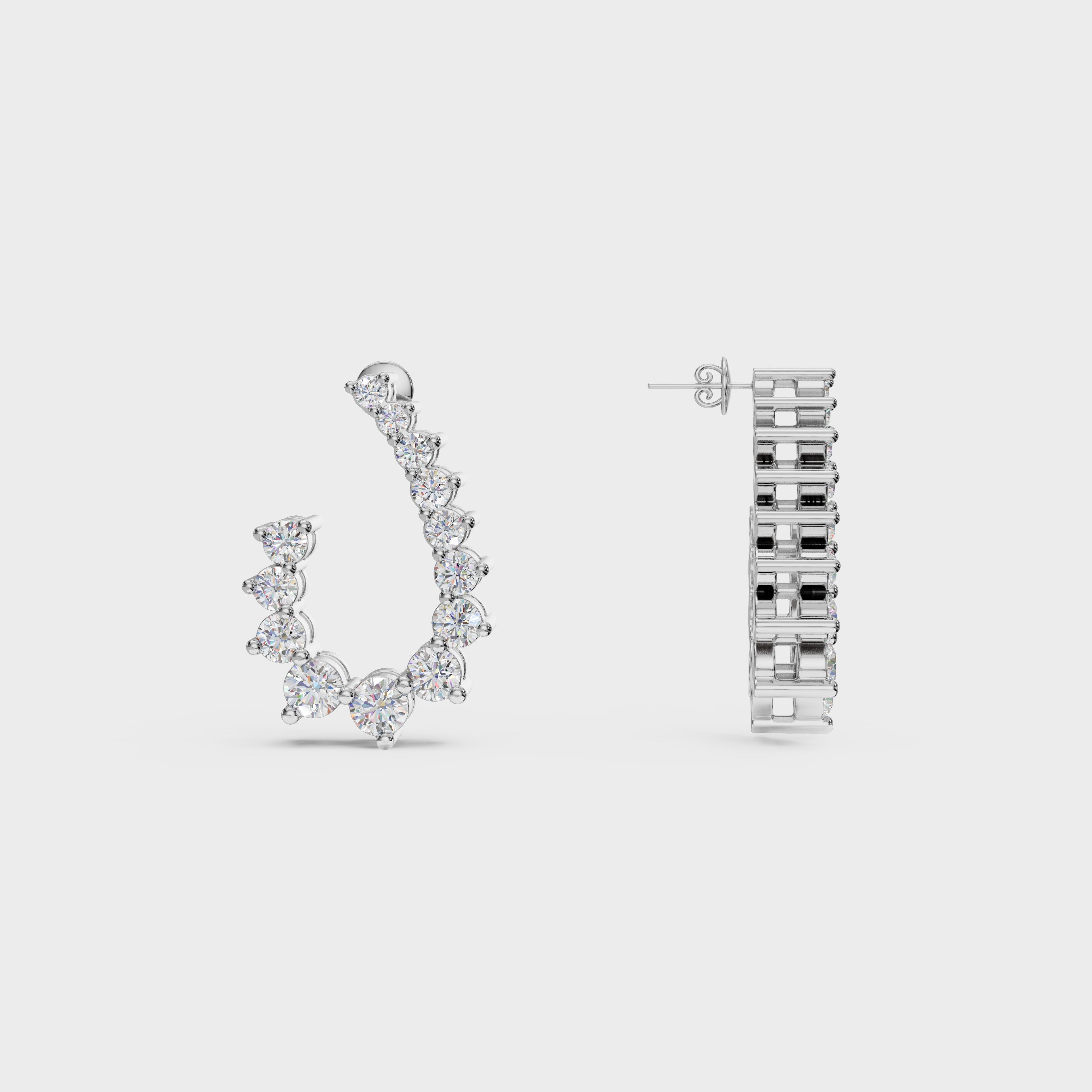 Diamond Arc Stud Earrings