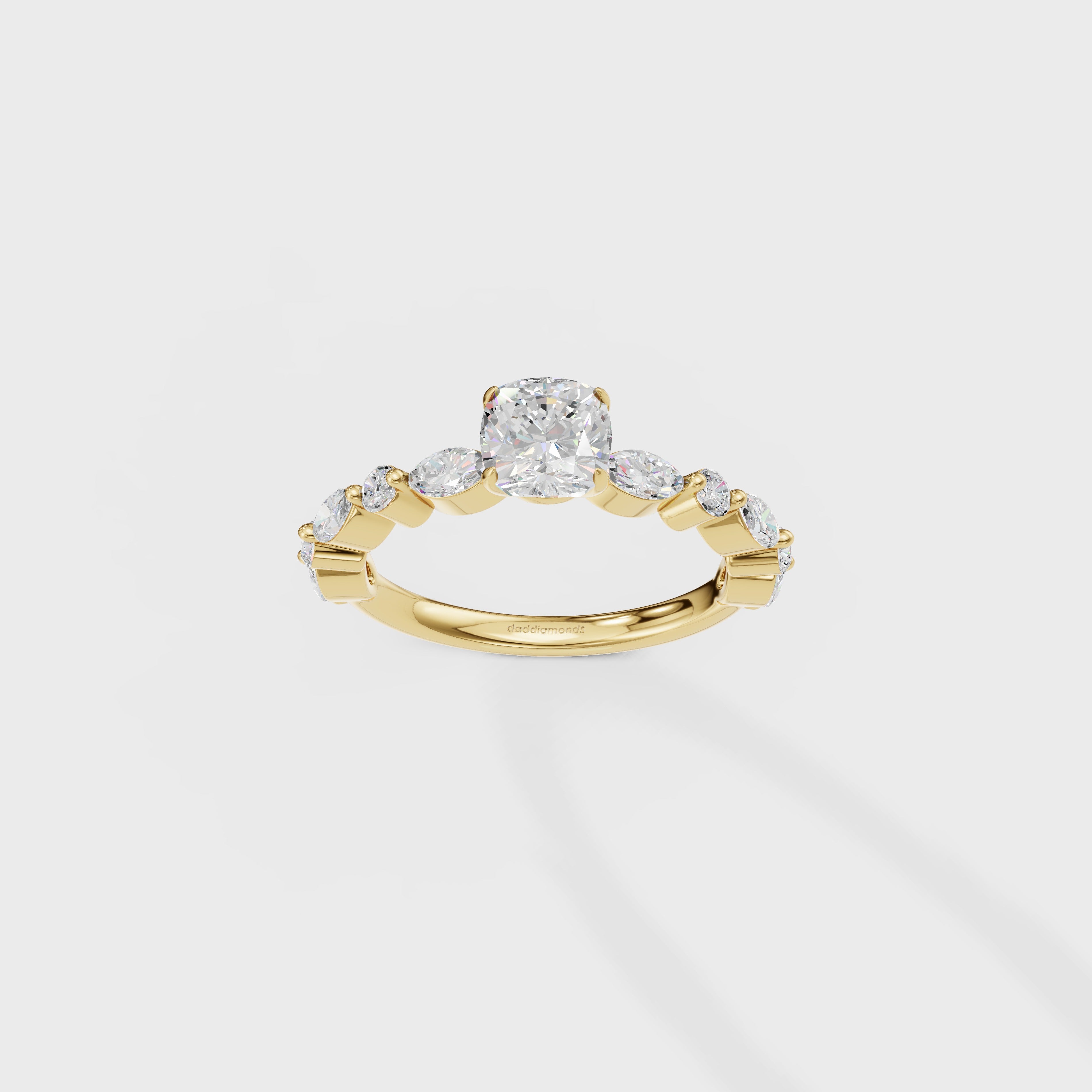 0.85ct Royal Cushion Cut Cascade Ring