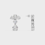 Pear & Round Diamond Drop Cluster Earrings