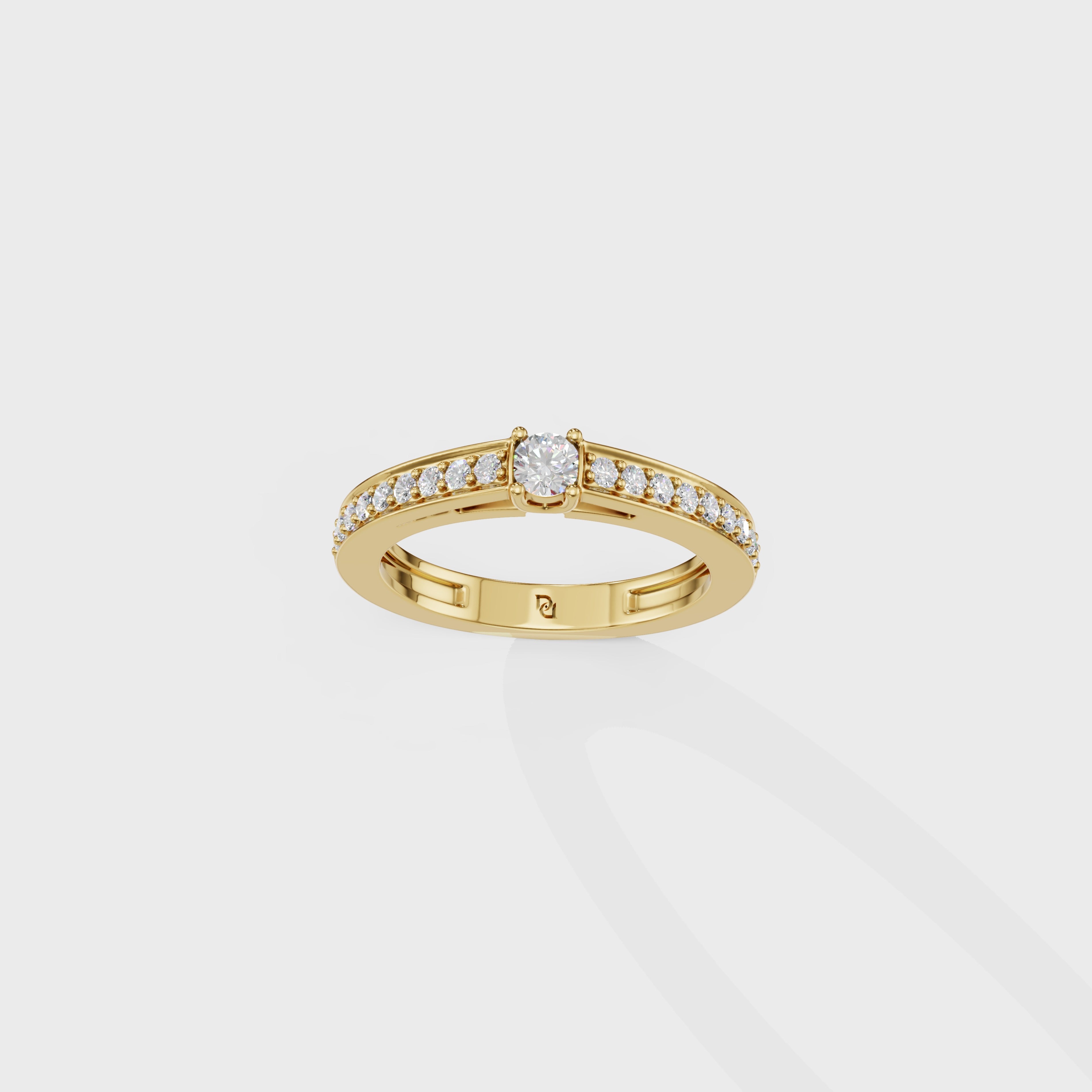 Round Cut  Ring with Channel Set Band