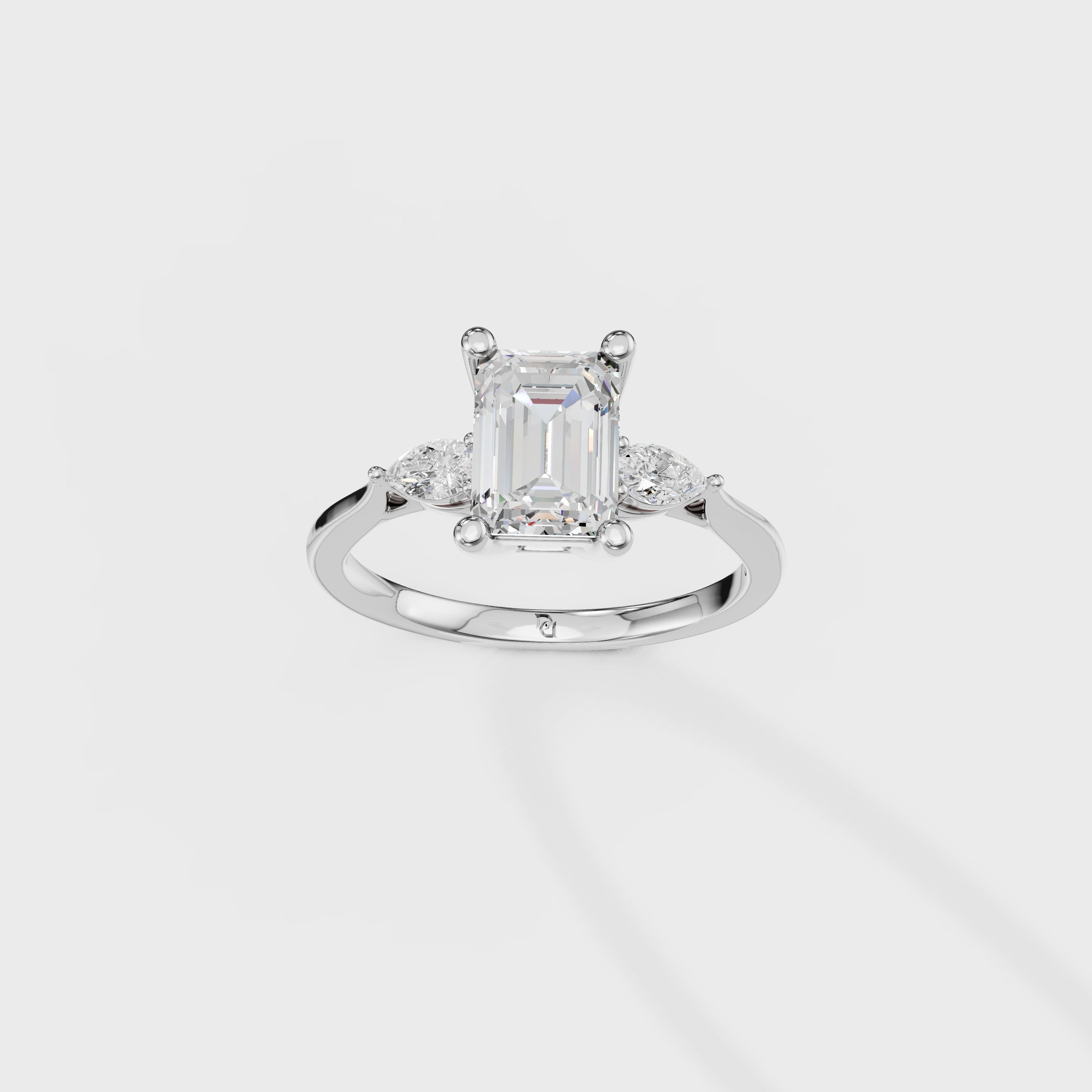 1.31ct Vintage Style Emerald & Pear Diamond Ring