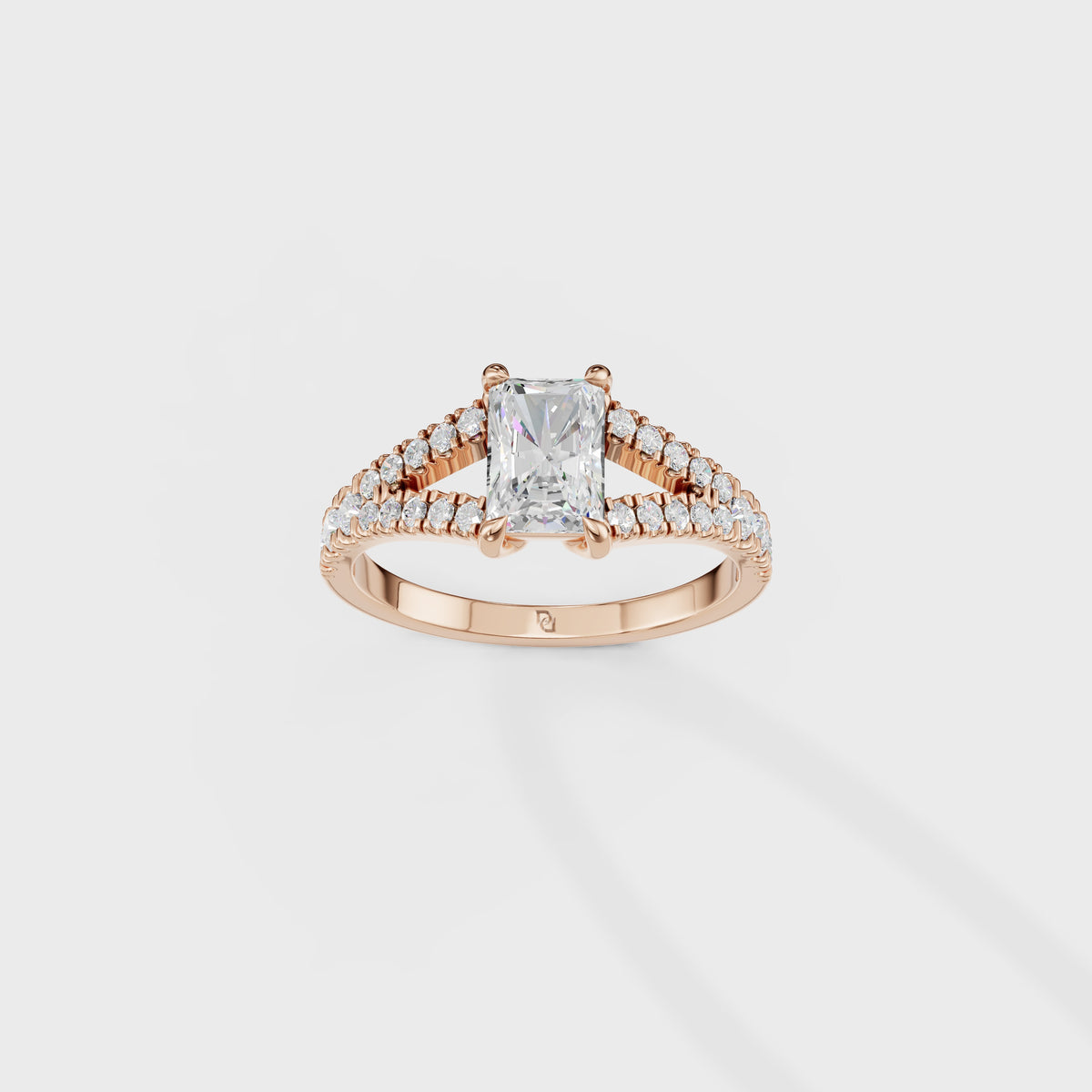 1ct Radiant Cut Double Band Engagement Ring
